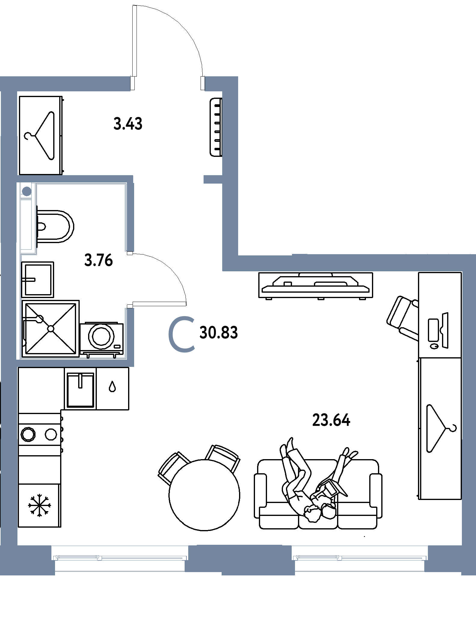 ЖК "Европейский берег 2.0"-Студия 30.83 м²