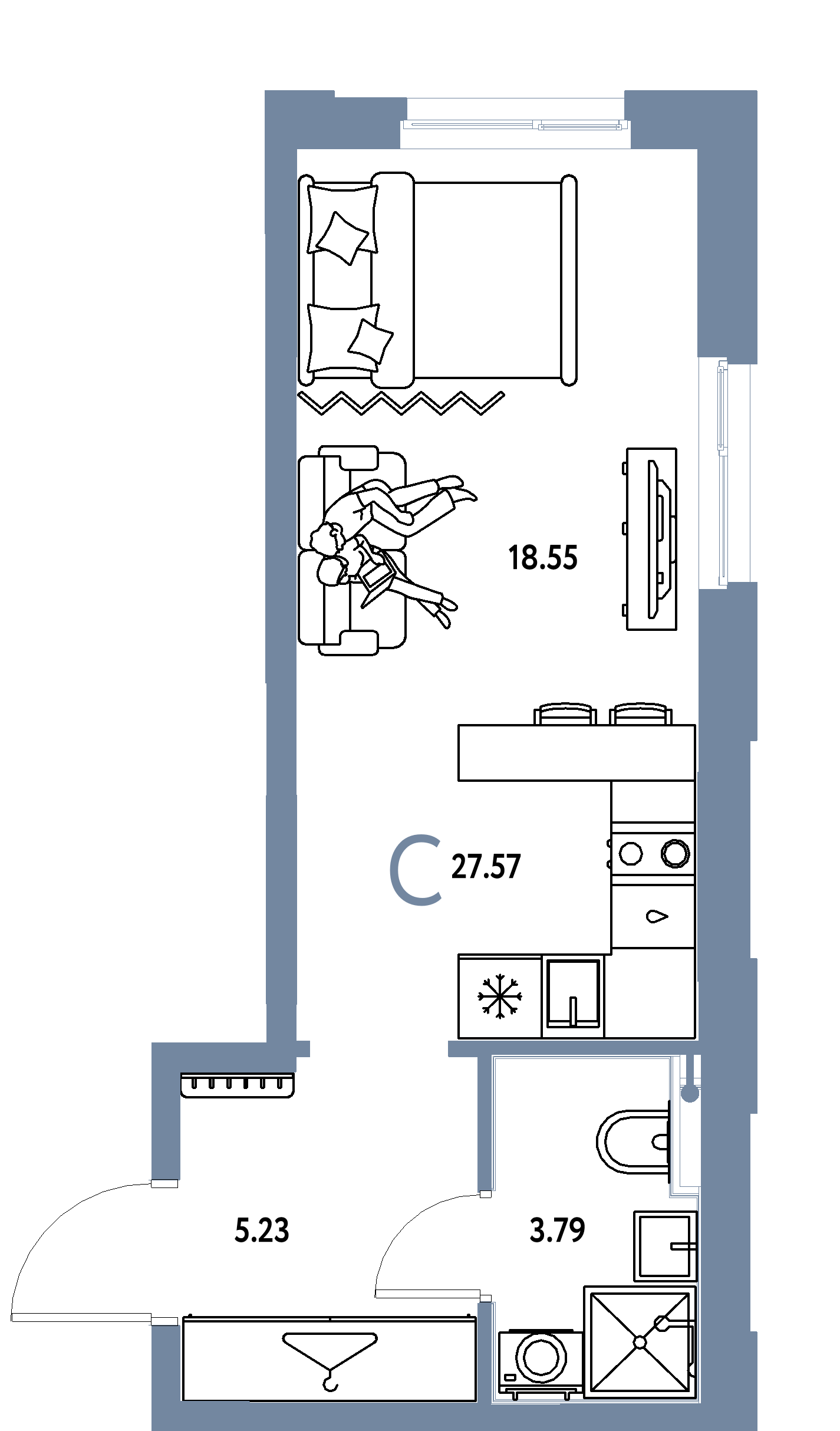 ЖК "Европейский берег 2.0"-Студия 27.57 м²
