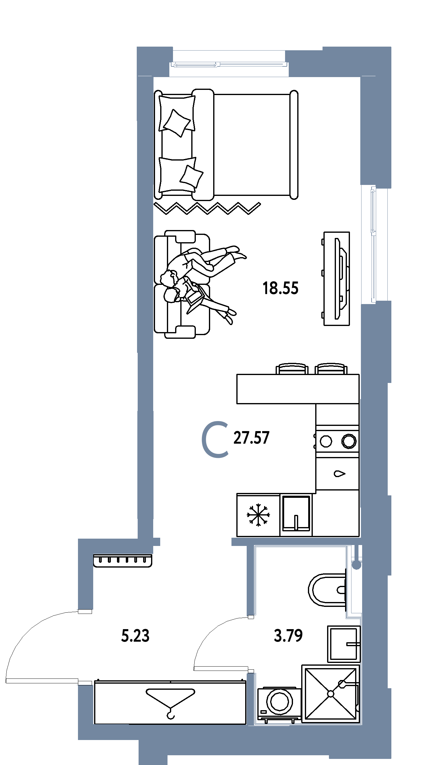 ЖК "Европейский берег 2.0"-Студия 27.57 м²