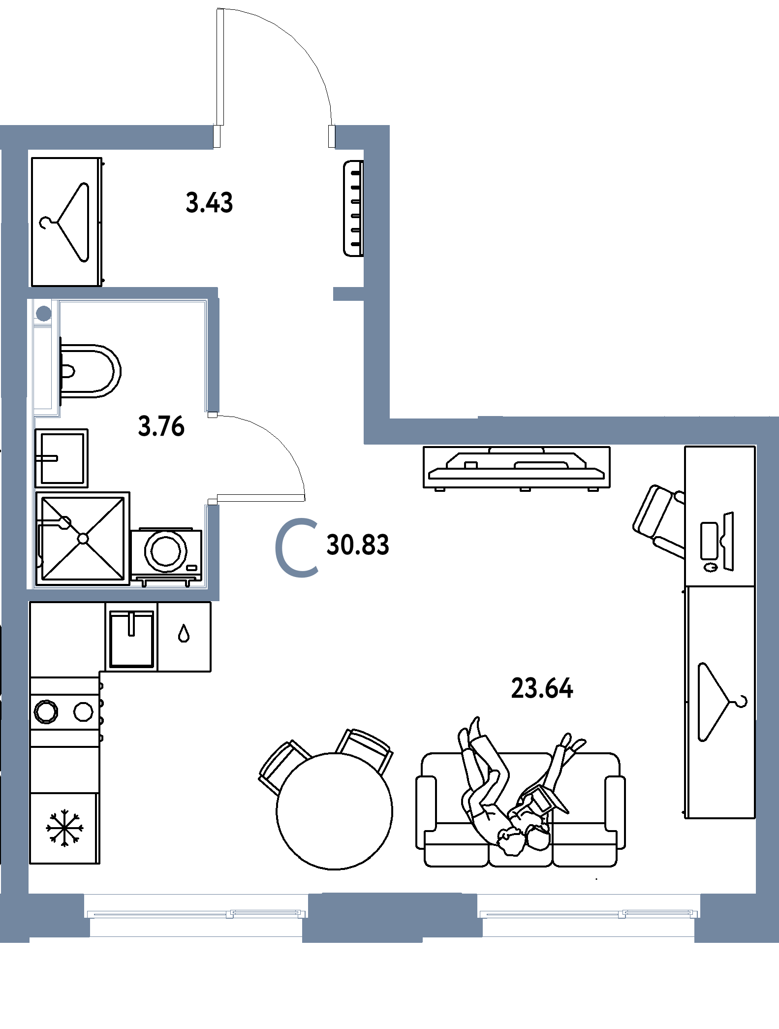 ЖК "Европейский берег 2.0"-Студия 30.83 м²