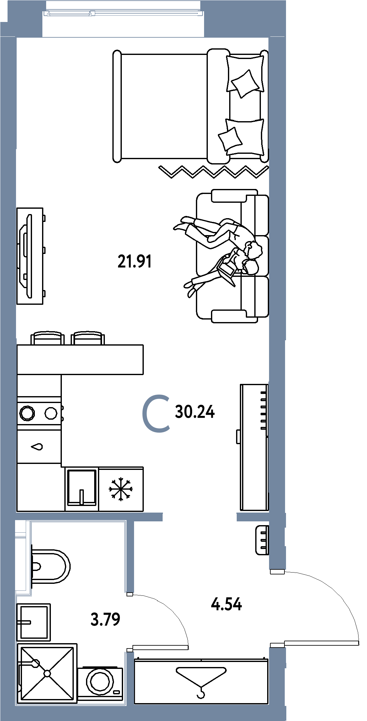 ЖК "Европейский берег 2.0"-Студия 30.24 м²