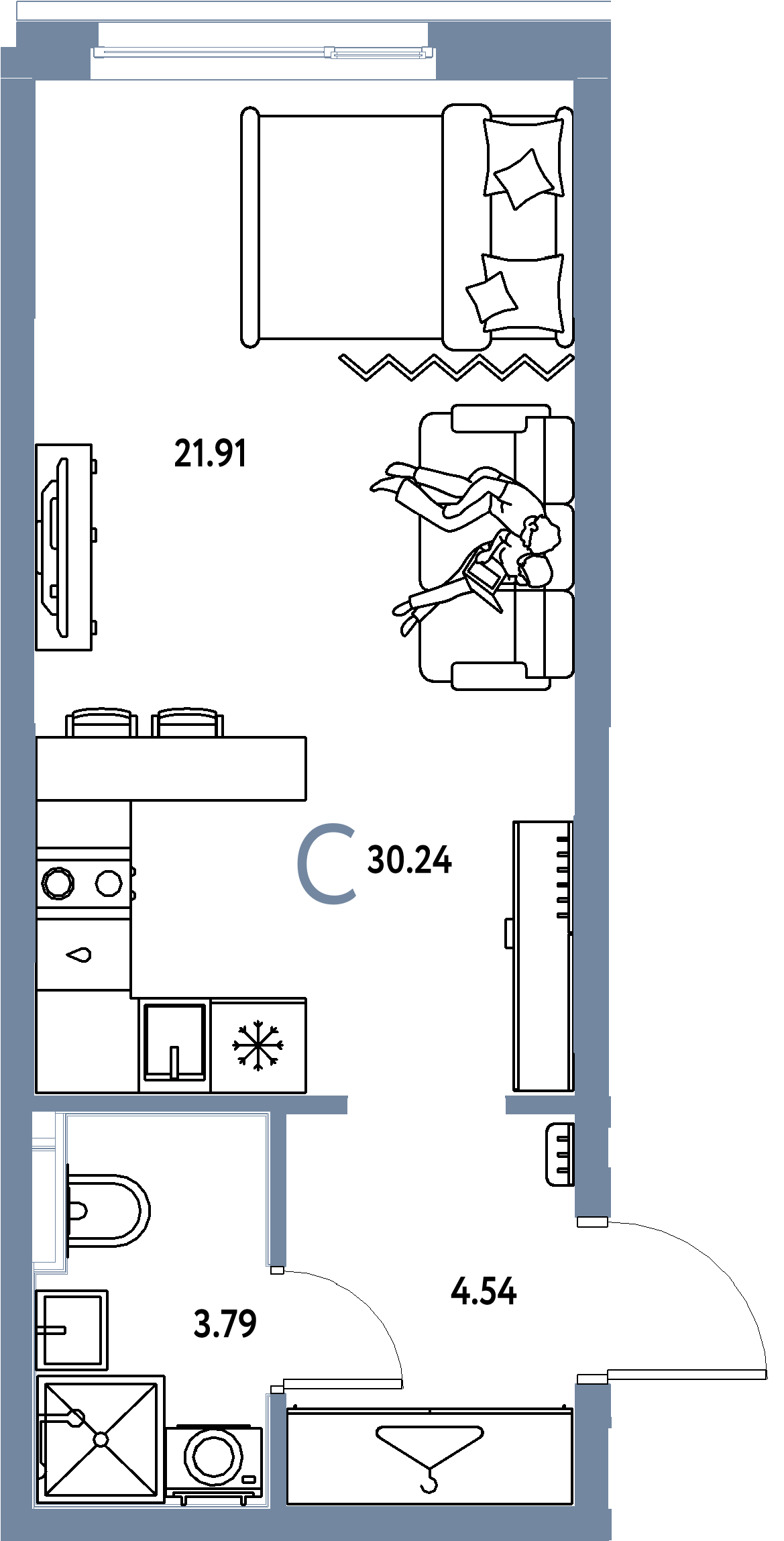 ЖК "Европейский берег 2.0"-Студия 30.24 м²
