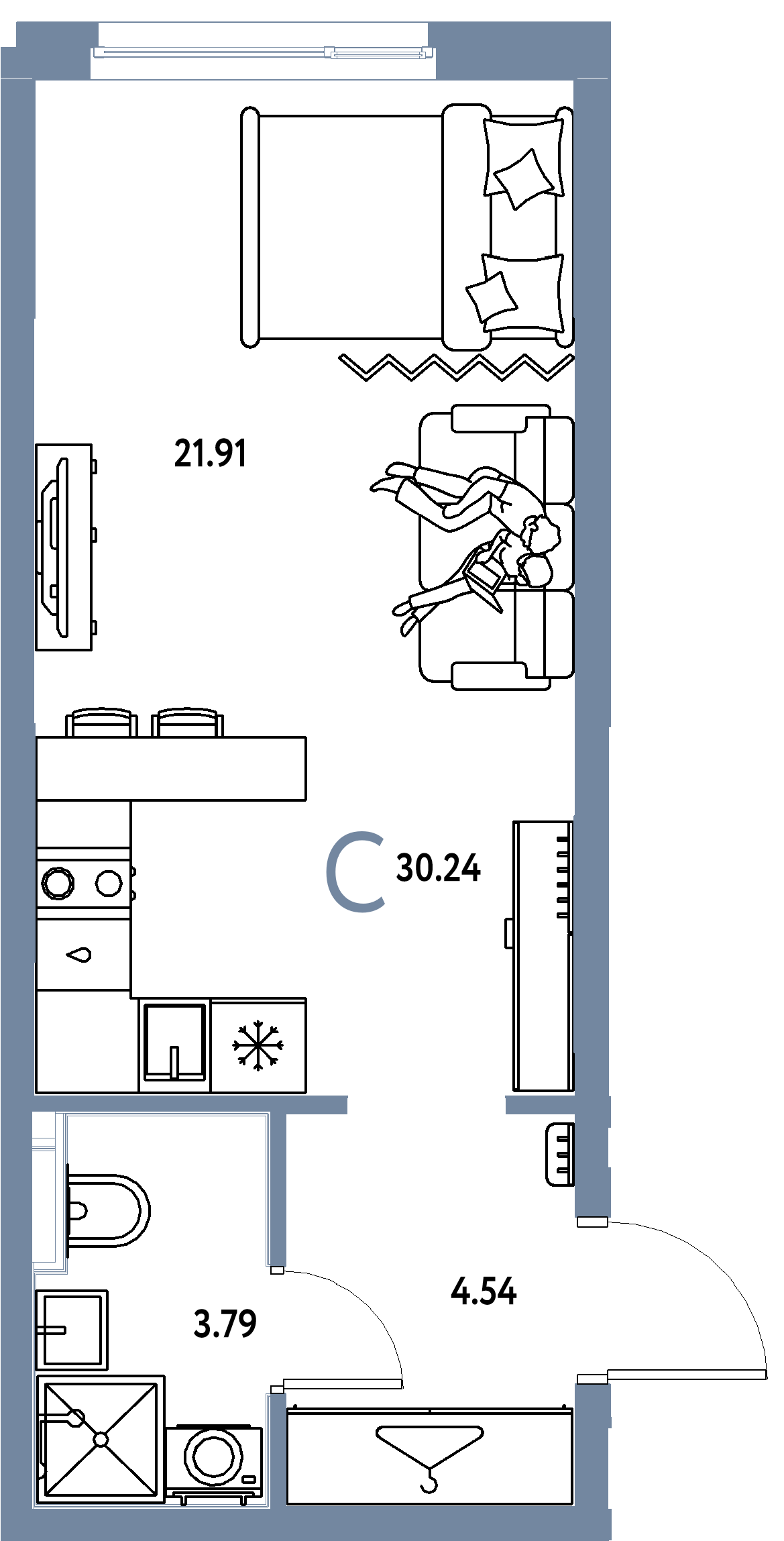 ЖК "Европейский берег 2.0"-Студия 30.24 м²