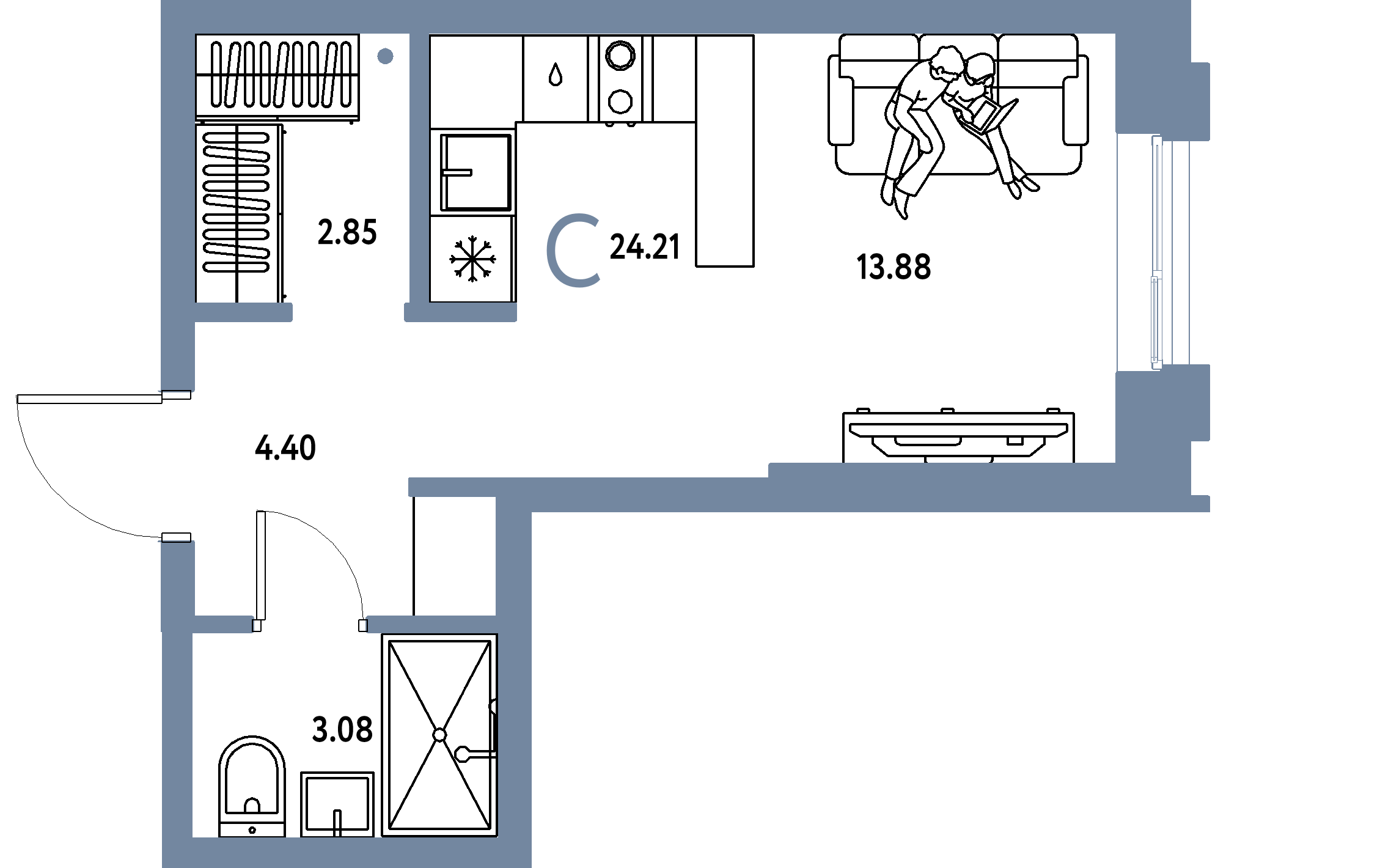 ЖК "Европейский берег 2.0"-Студия 24.21 м²