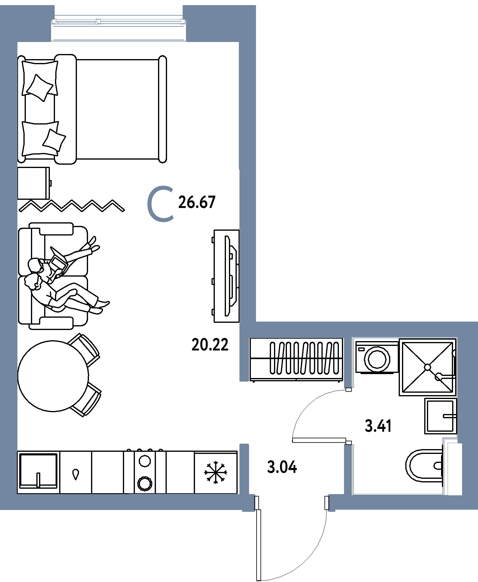 ЖК "Остров-сад"-Студия 26.67 м²