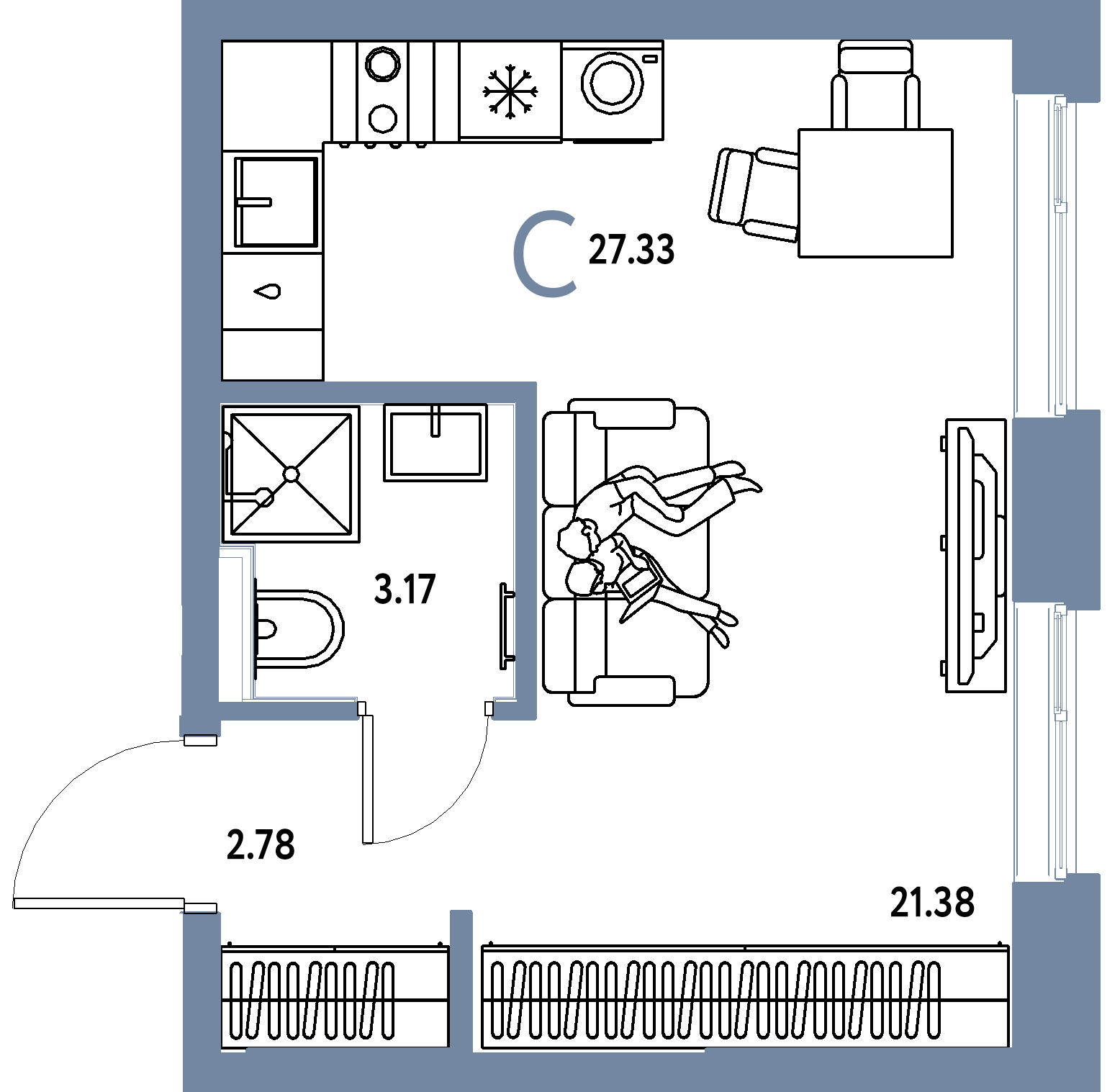 ЖК "Остров-сад"-Студия 27.33 м²