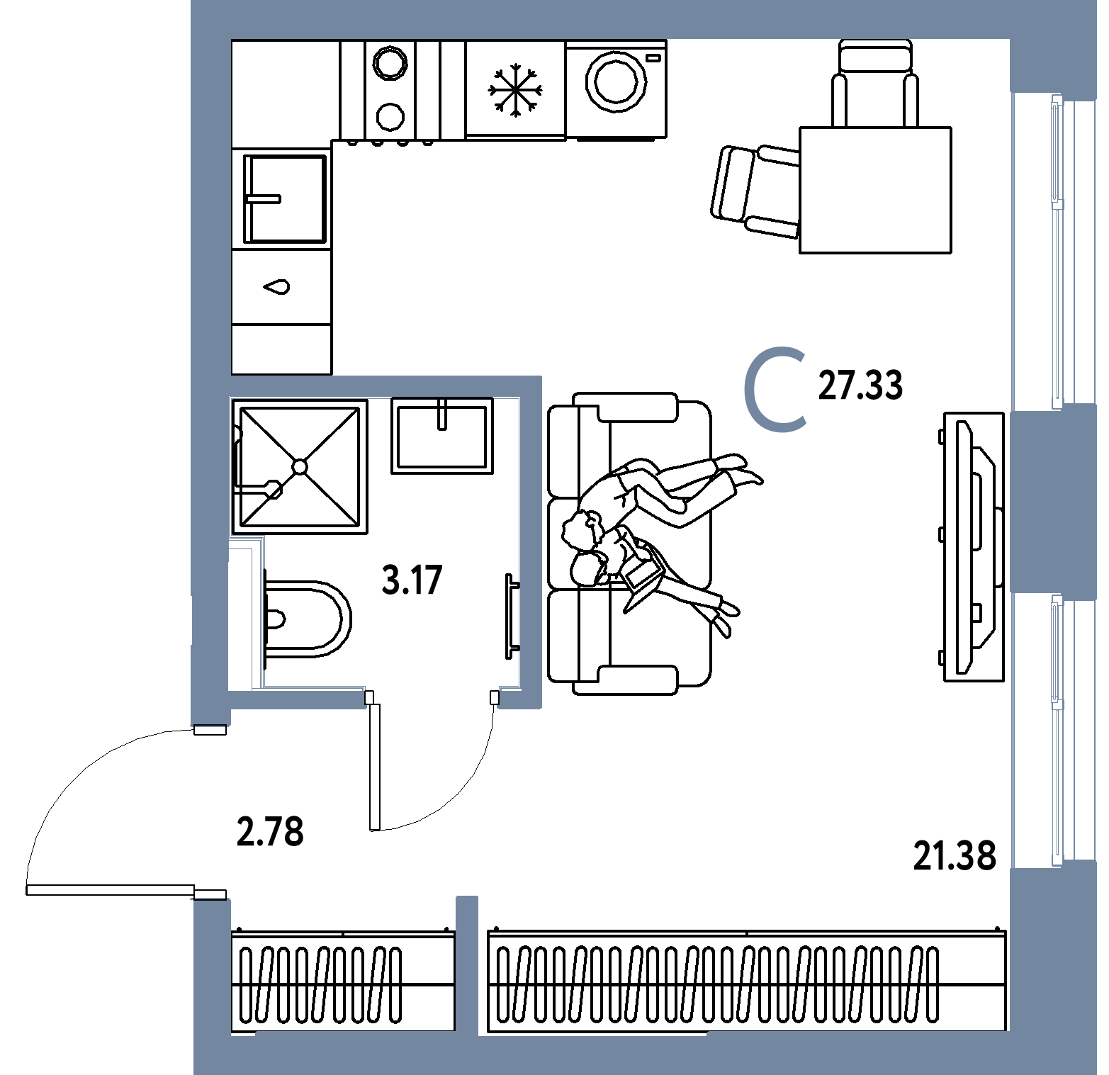 ЖК "Остров-сад"-Студия 27.33 м²