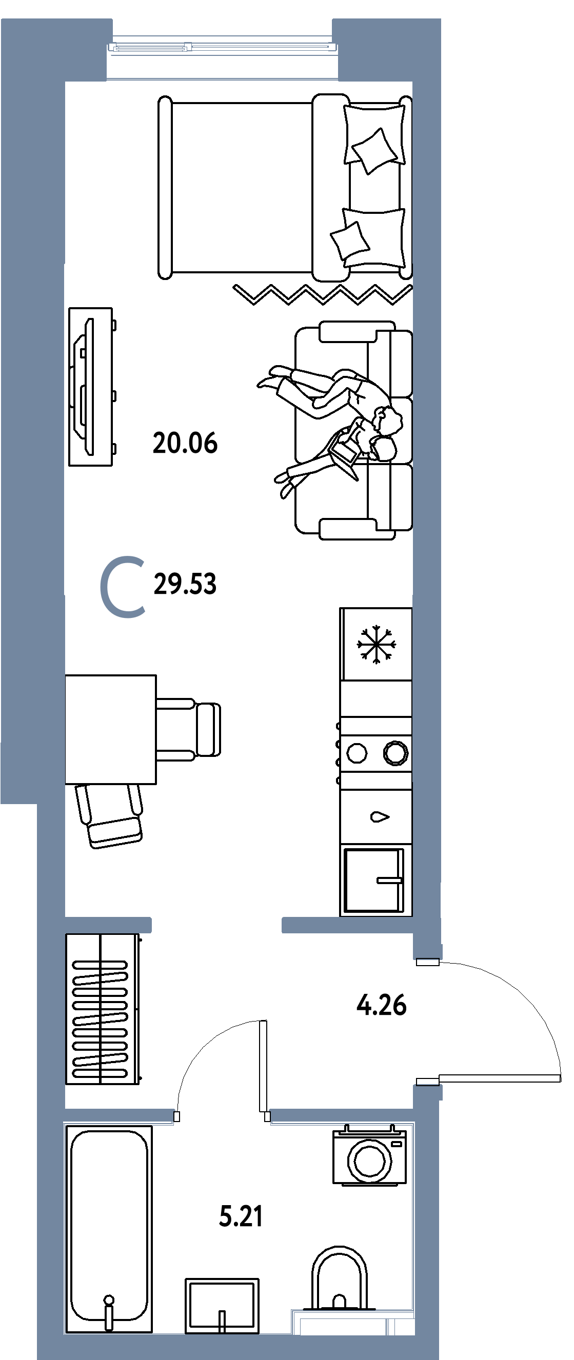 ЖК "Остров-сад"-Студия 29.53 м²