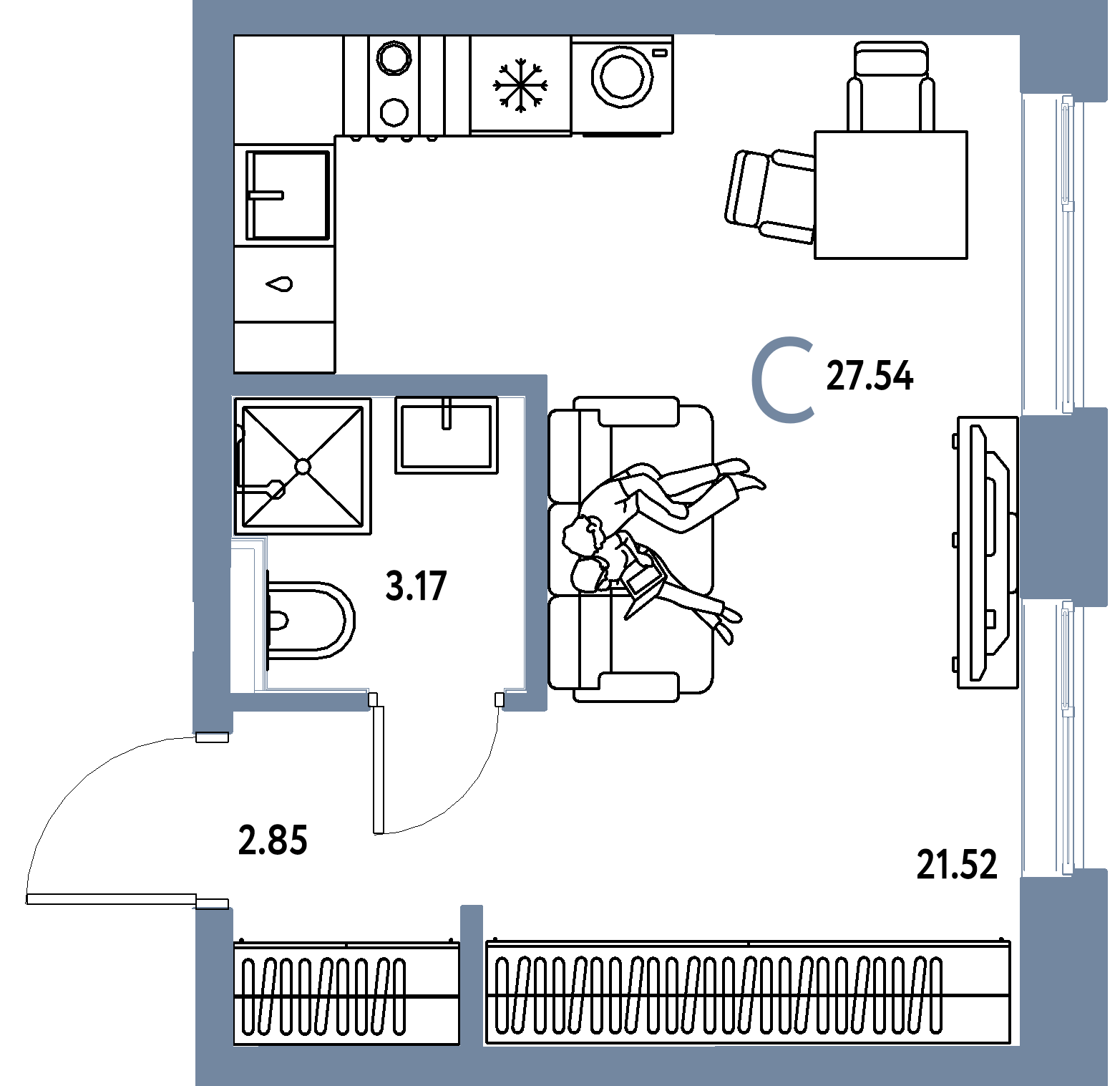 ЖК "Остров-сад"-Студия 27.54 м²