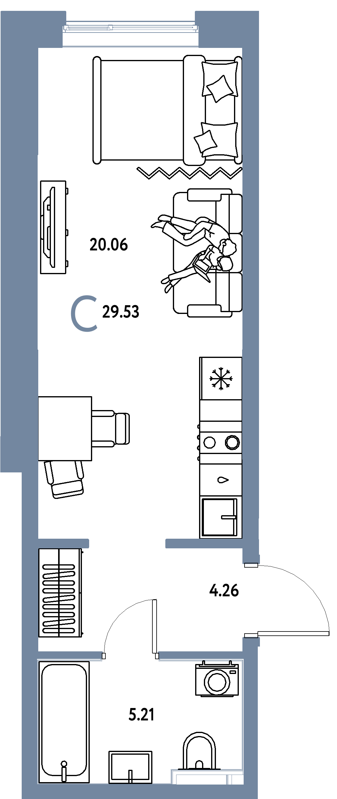 ЖК "Остров-сад"-Студия 29.53 м²
