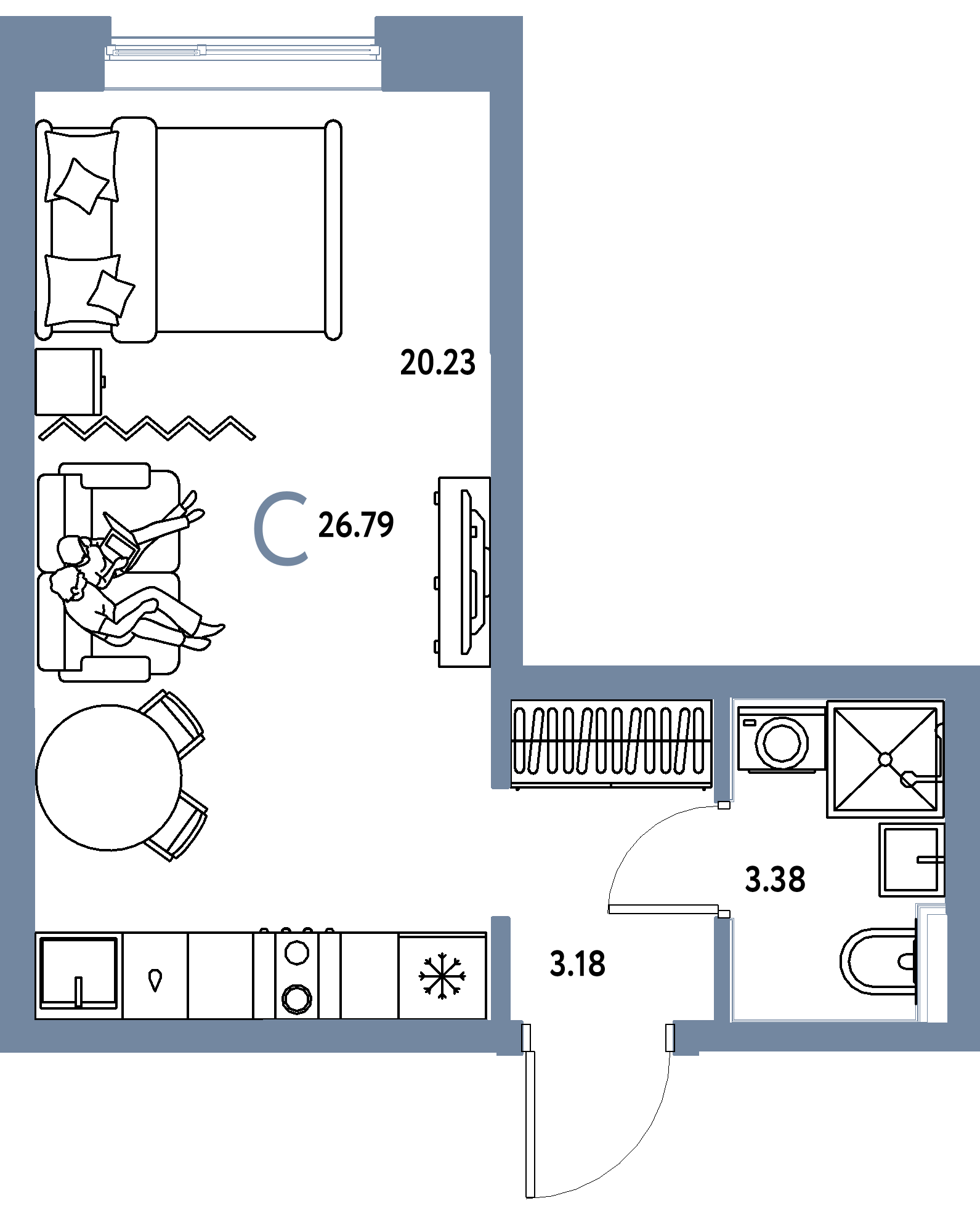 ЖК "Остров-сад"-Студия 26.79 м²