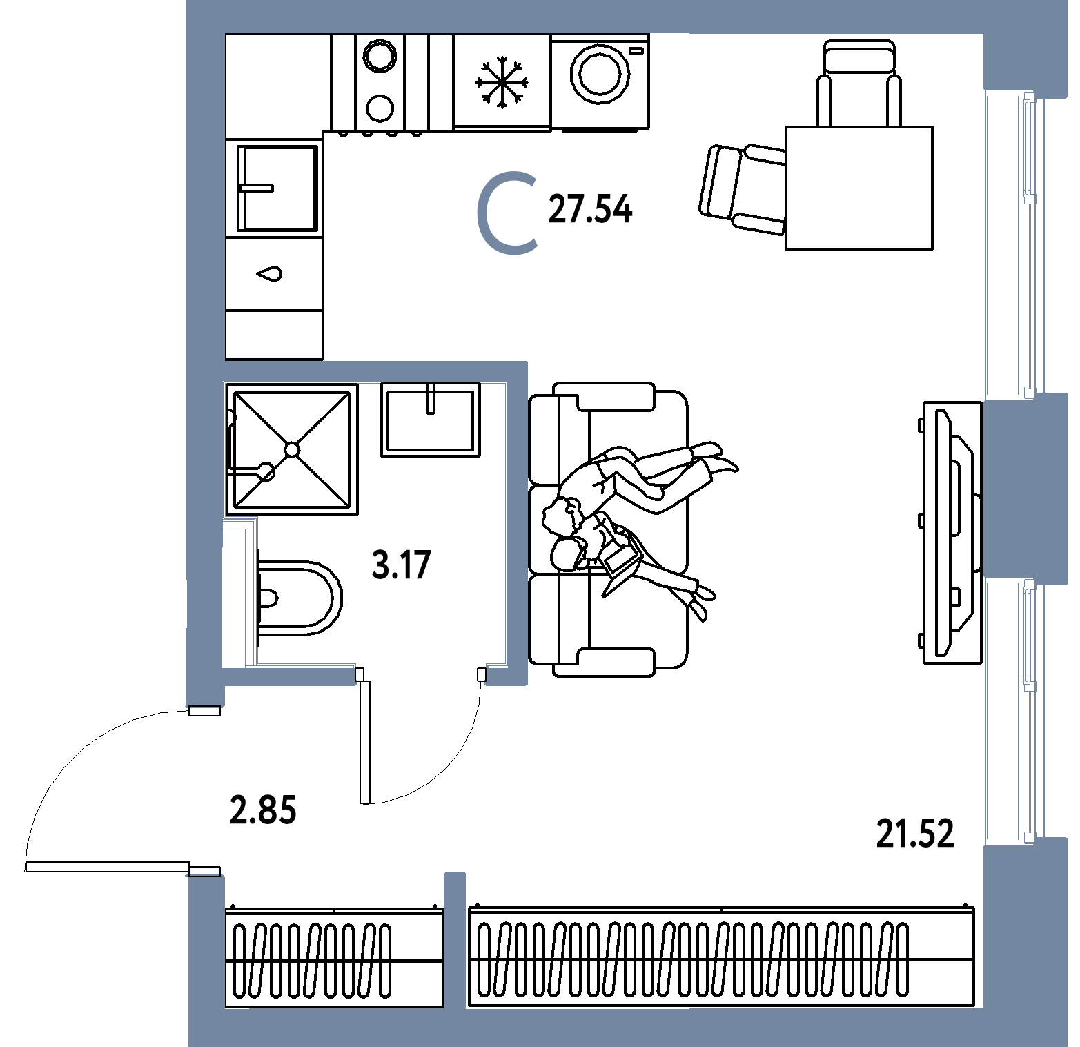 ЖК "Остров-сад"-Студия 27.54 м²