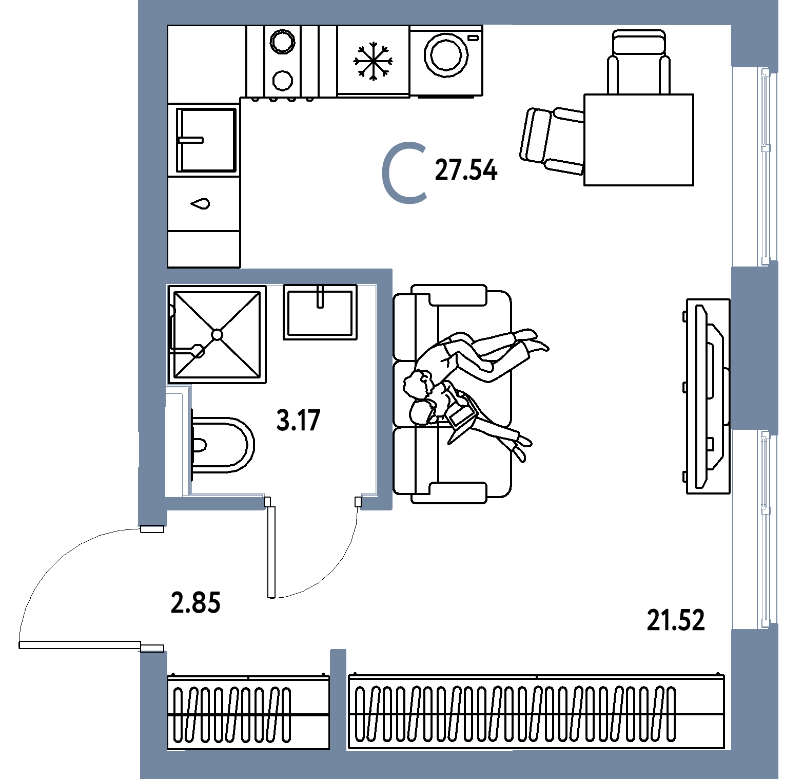 ЖК "Остров-сад"-Студия 27.54 м²
