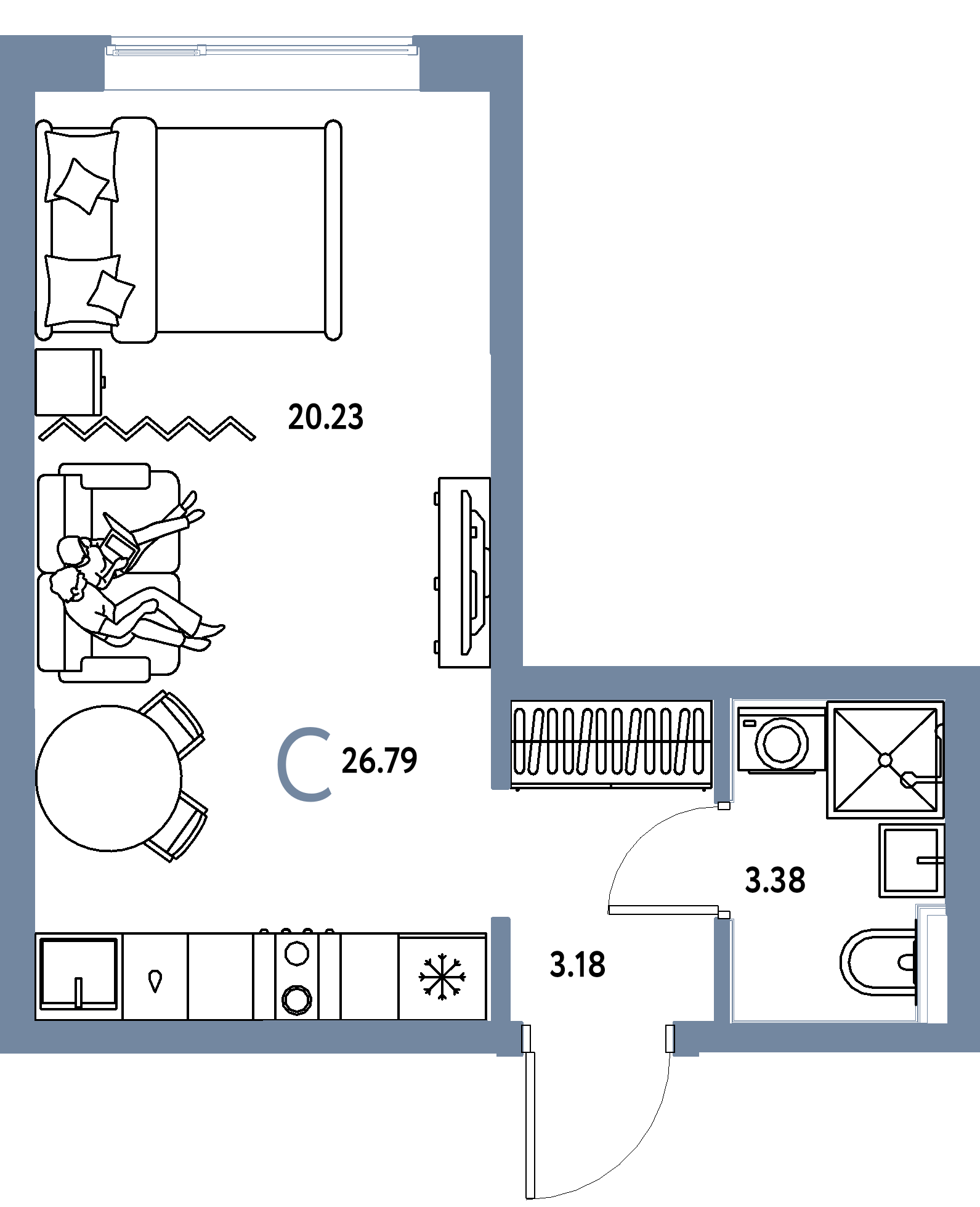 ЖК "Остров-сад"-Студия 26.79 м²