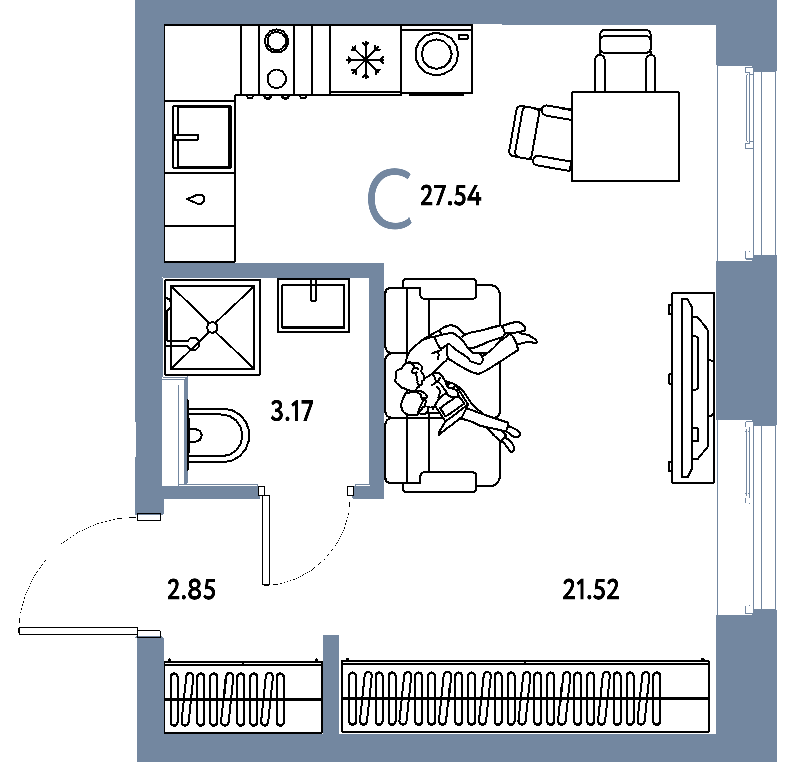 ЖК "Остров-сад"-Студия 27.54 м²