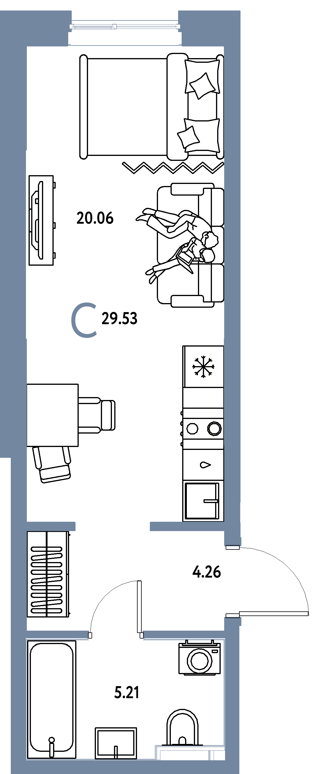 ЖК "Остров-сад"-Студия 29.53 м²