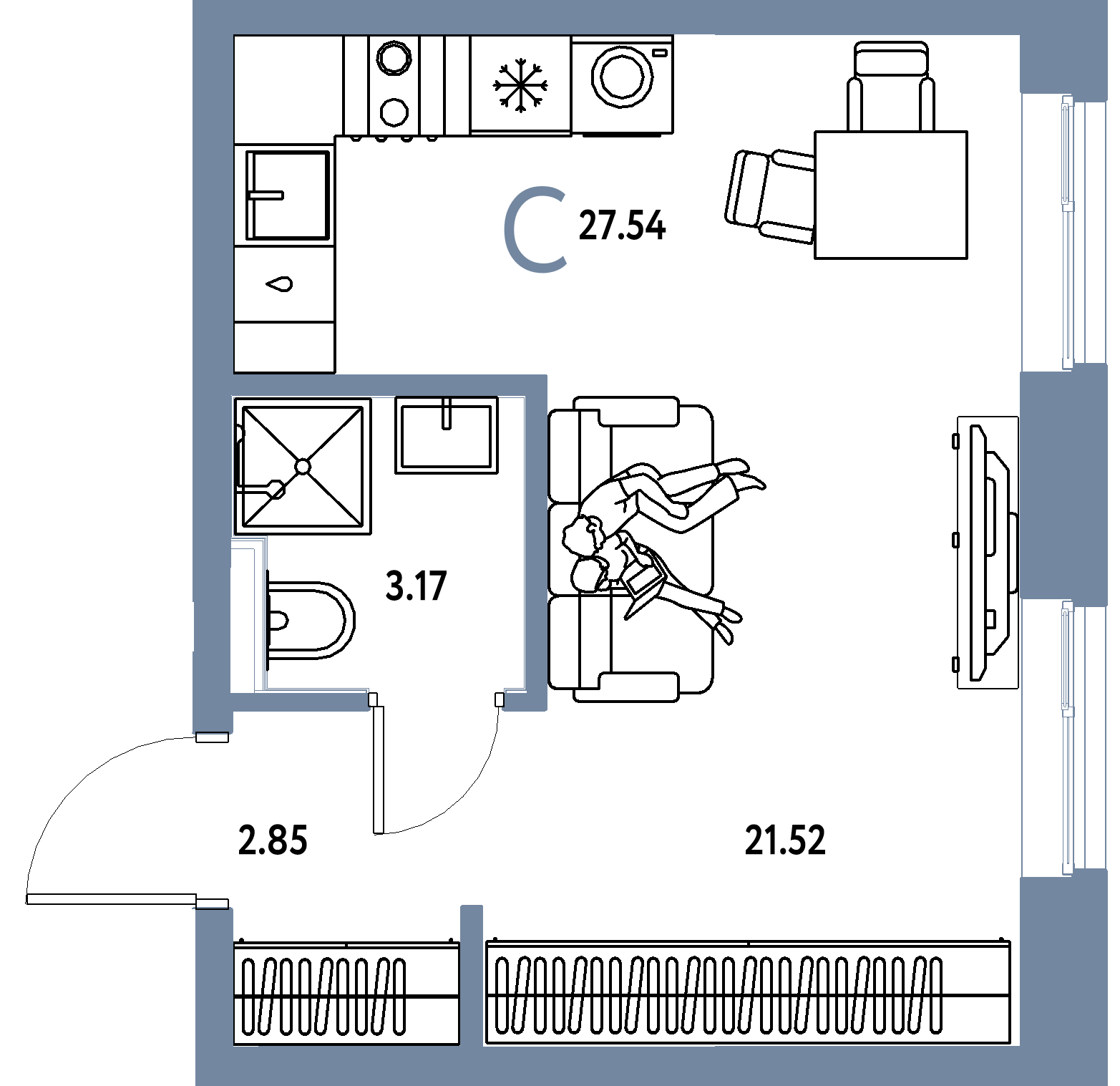 ЖК "Остров-сад"-Студия 27.54 м²