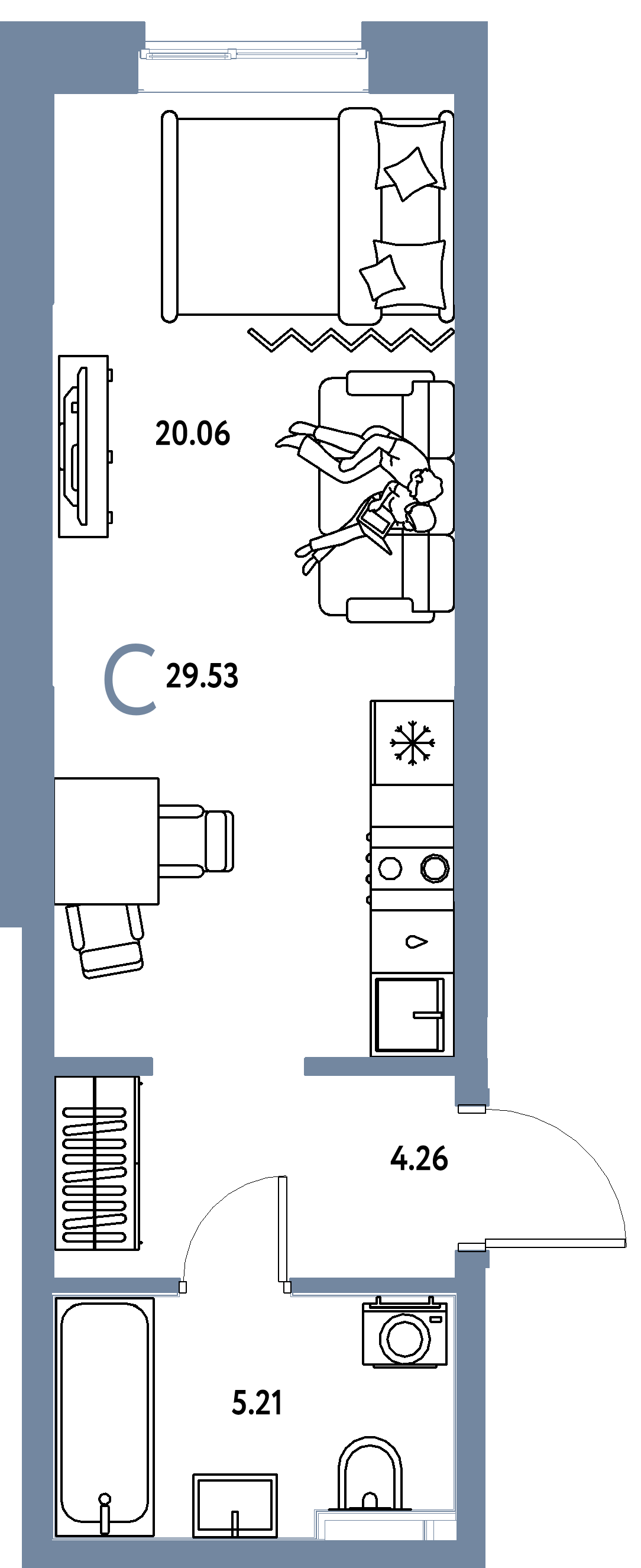 ЖК "Остров-сад"-Студия 29.53 м²