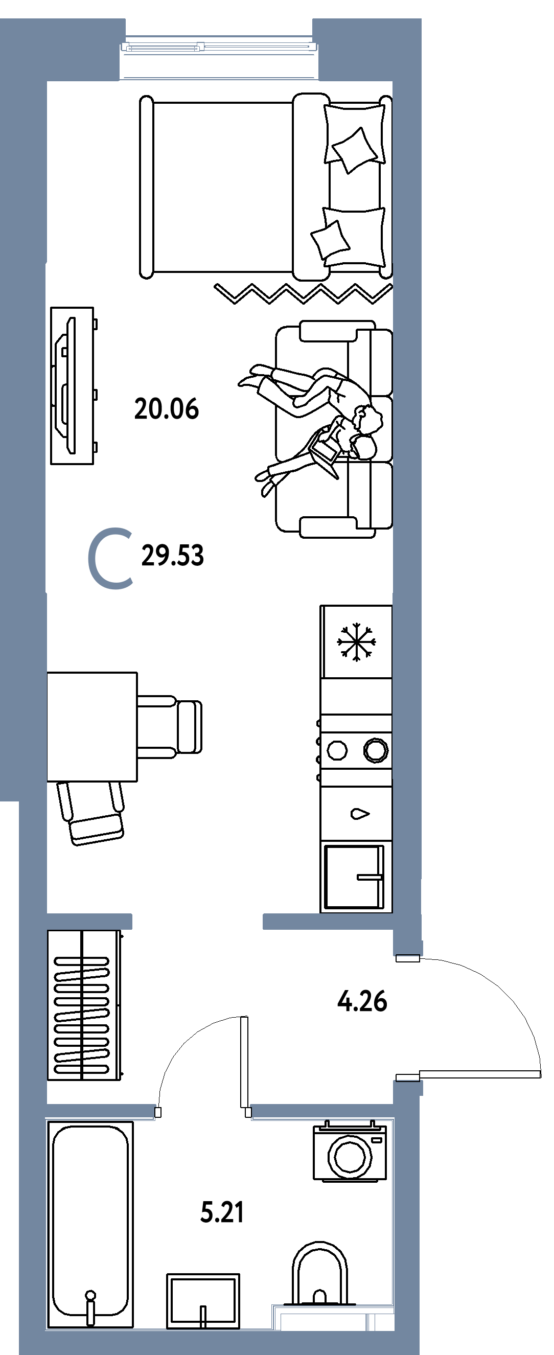 ЖК "Остров-сад"-Студия 29.53 м²
