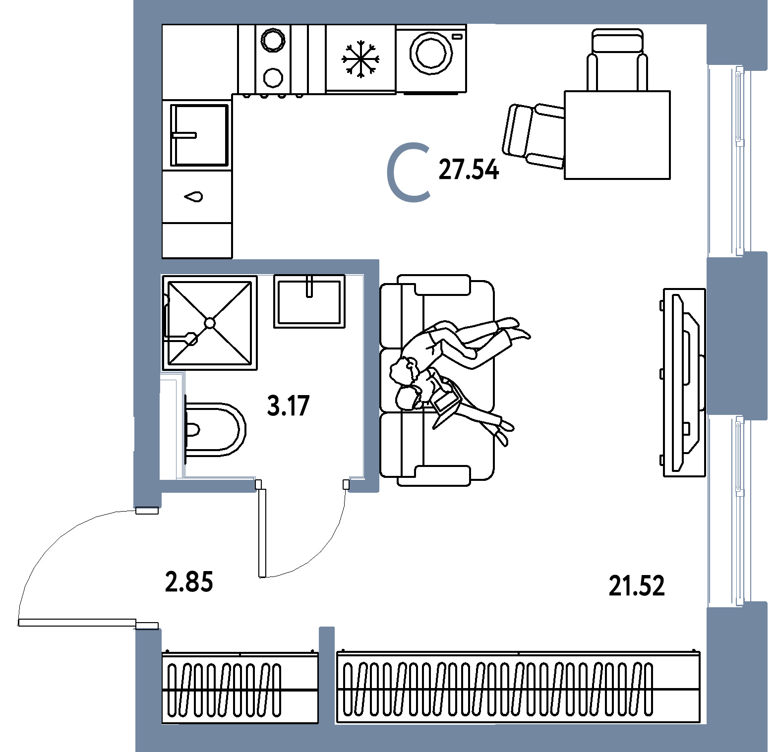 ЖК "Остров-сад"-Студия 27.54 м²