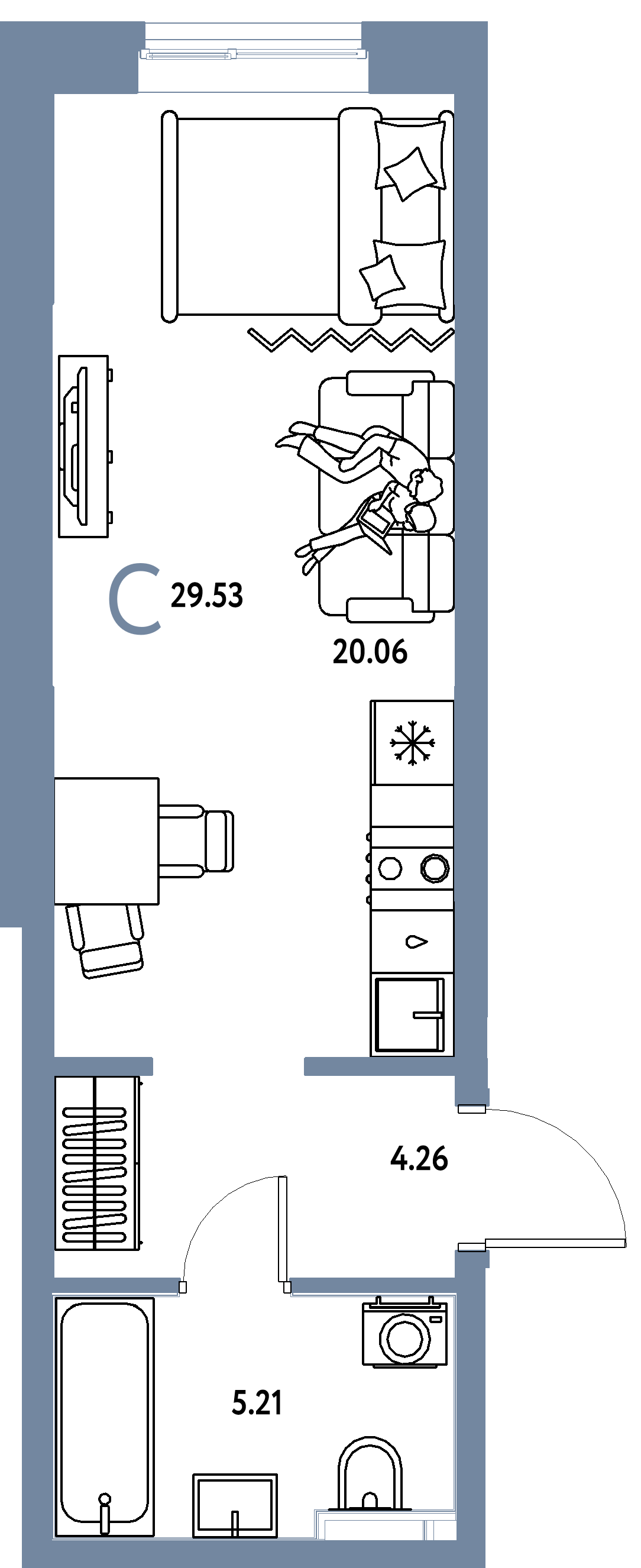 ЖК "Остров-сад"-Студия 29.53 м²