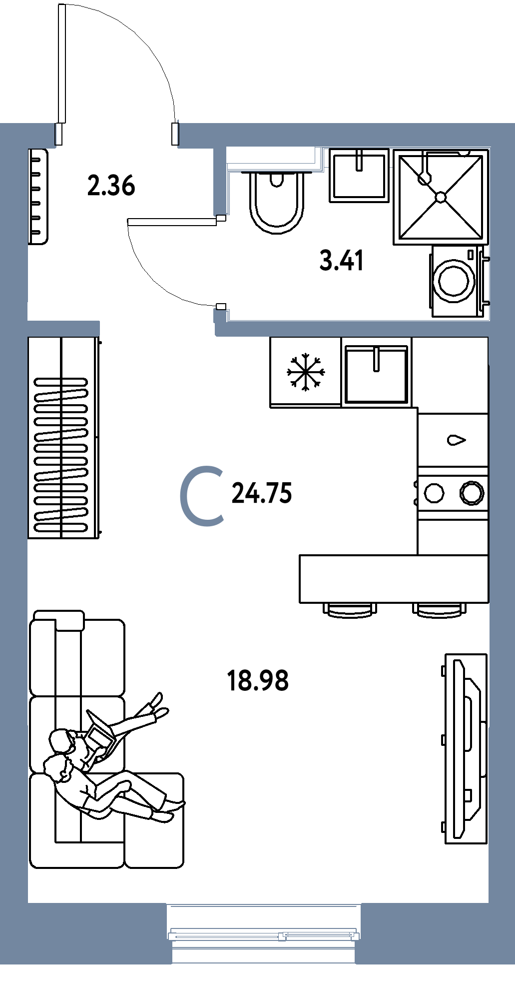 ЖК "Остров-сад"-Студия 24.75 м²