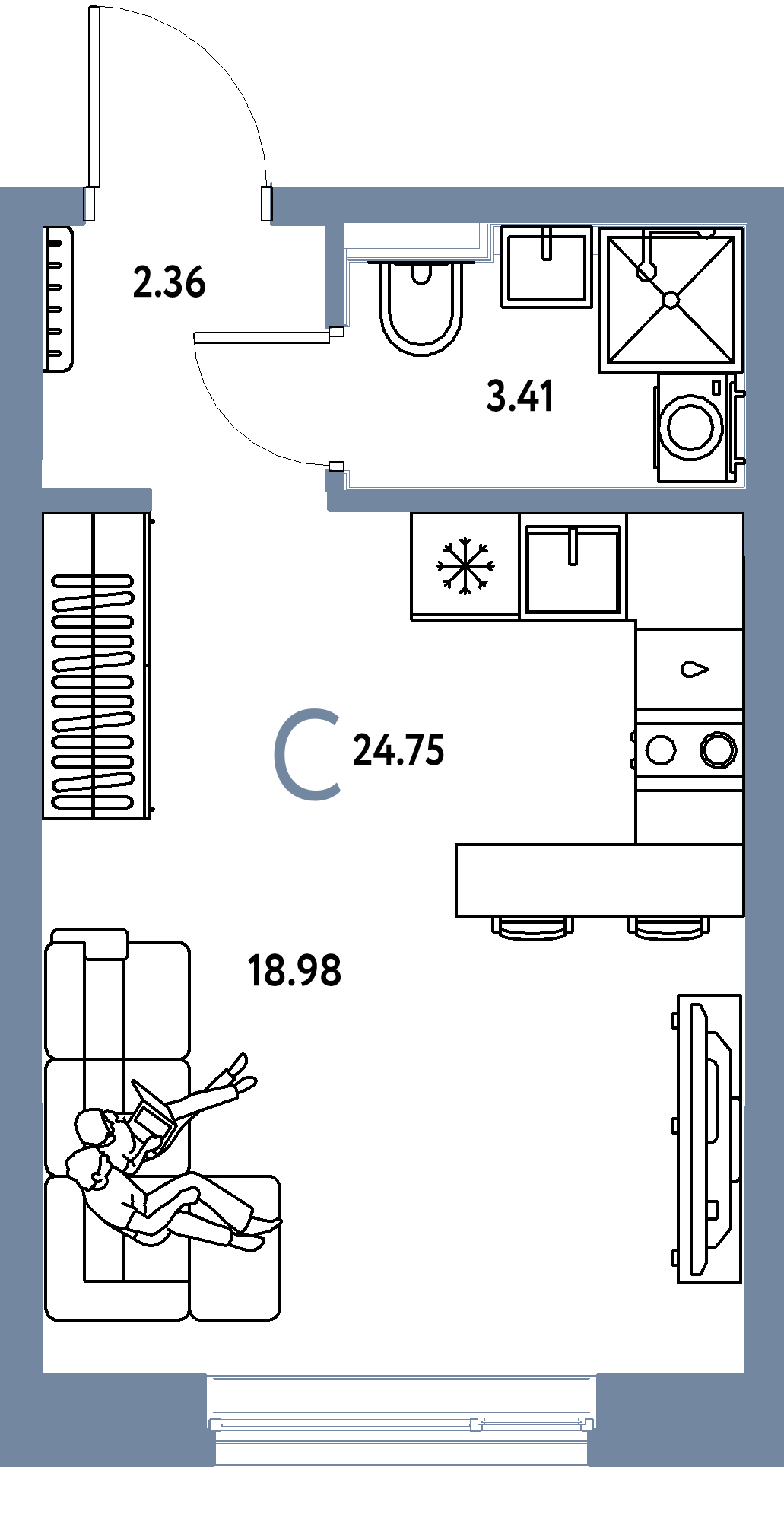 ЖК "Остров-сад"-Студия 24.75 м²