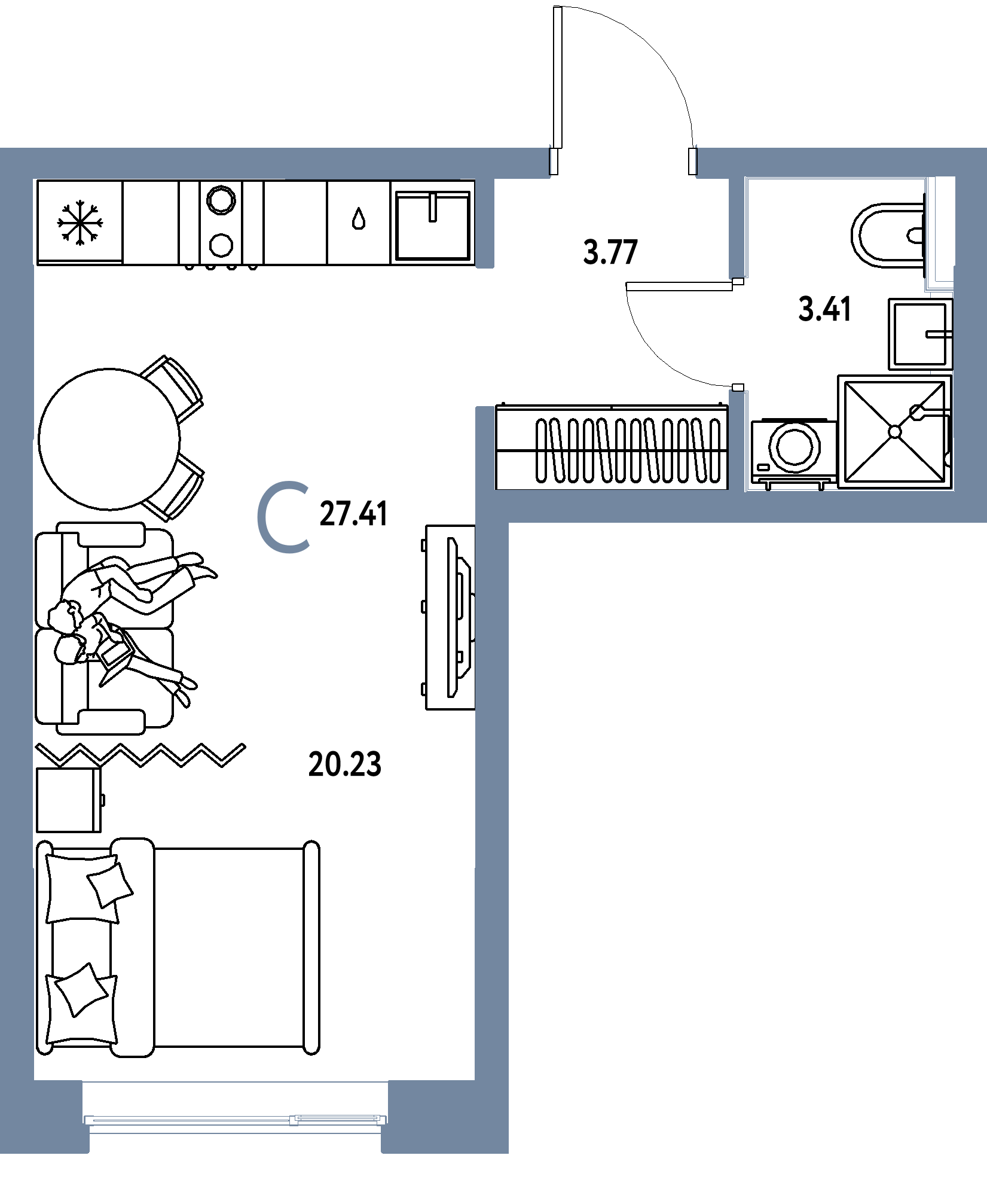 ЖК "Остров-сад"-Студия 27.41 м²