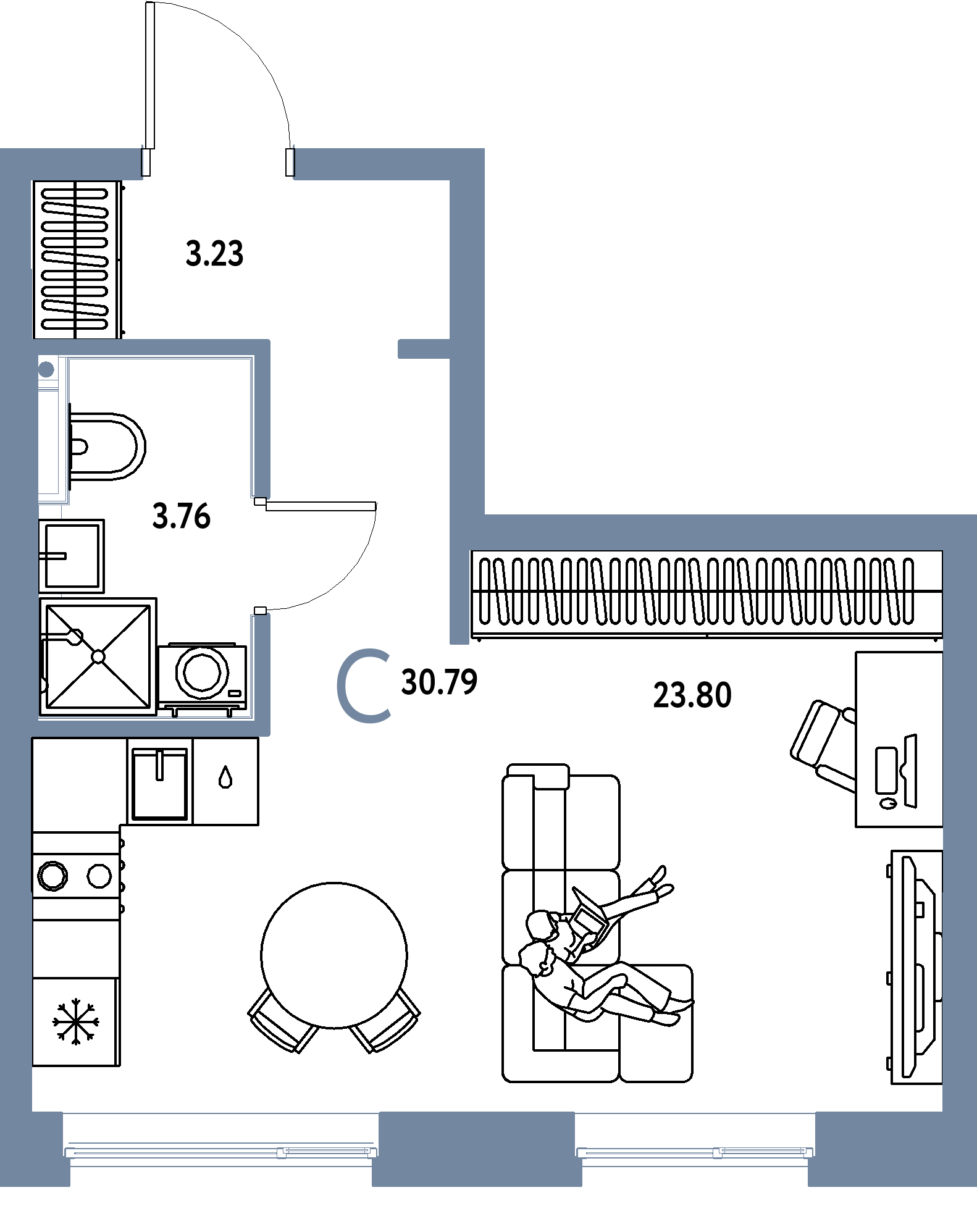 ЖК "Остров-сад"-Студия 30.79 м²