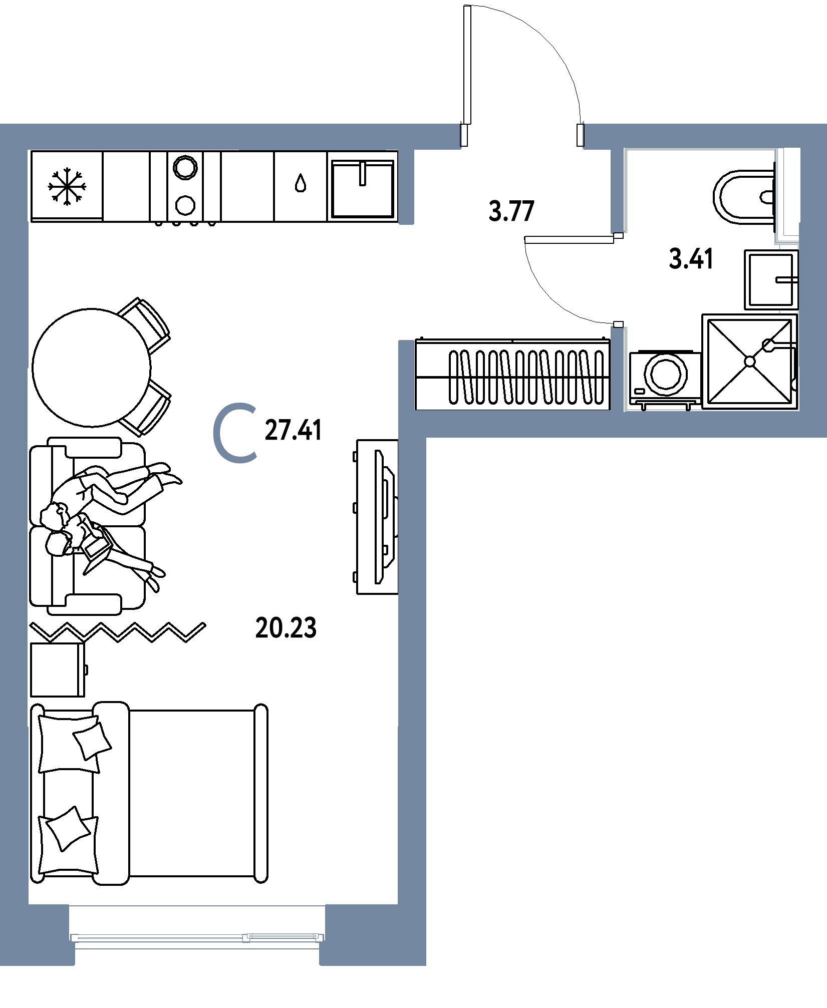 ЖК "Остров-сад"-Студия 27.41 м²