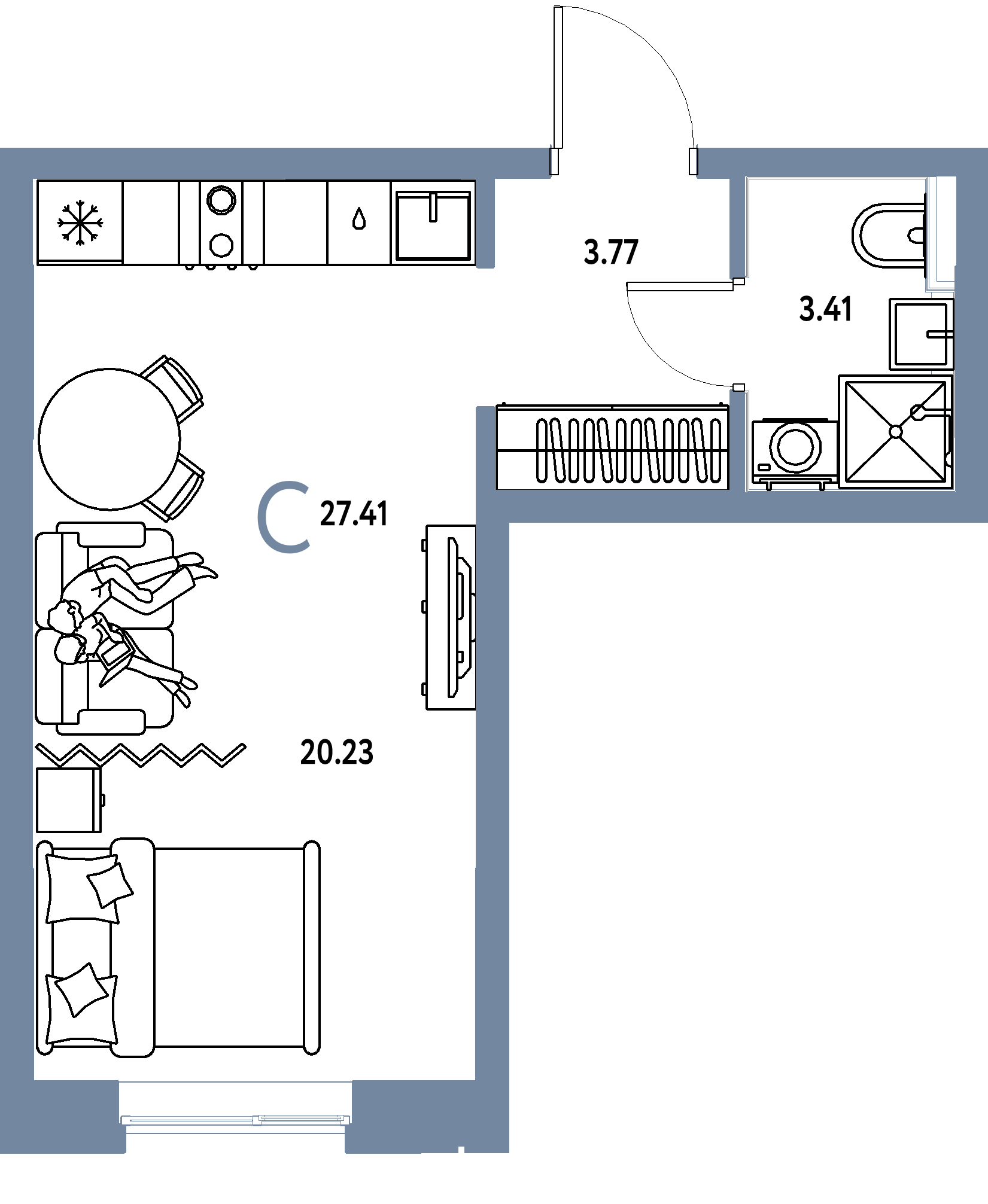 ЖК "Остров-сад"-Студия 27.41 м²