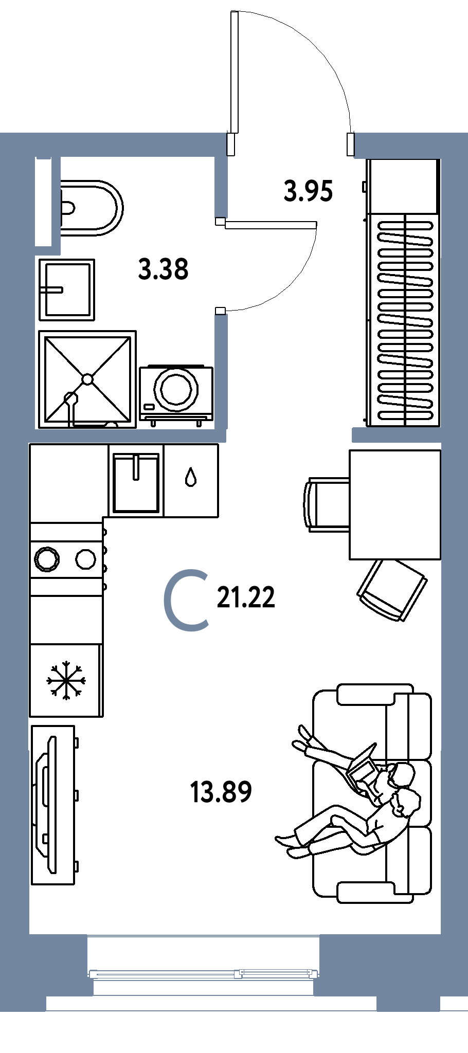 ЖК "Остров-сад"-Студия 21.37 м²
