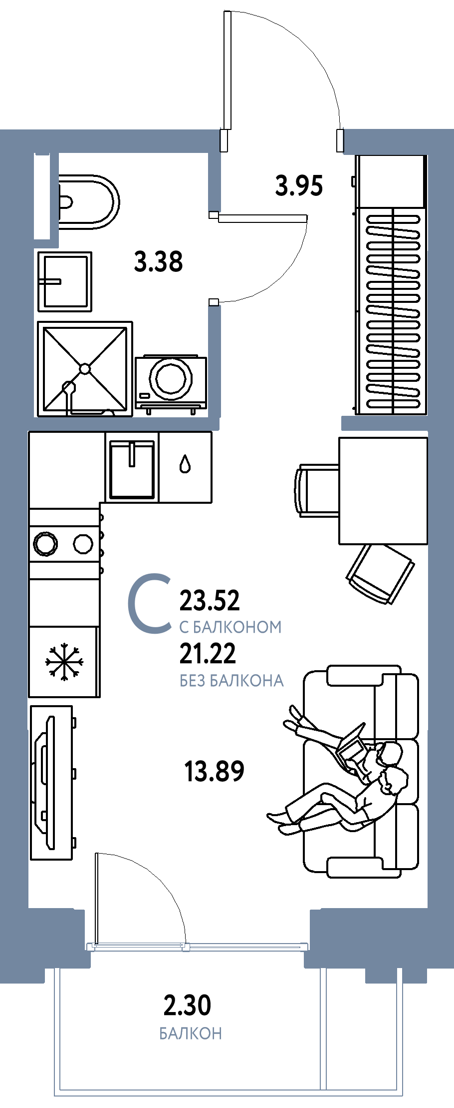 ЖК "Остров-сад"-Студия 23.96 м²