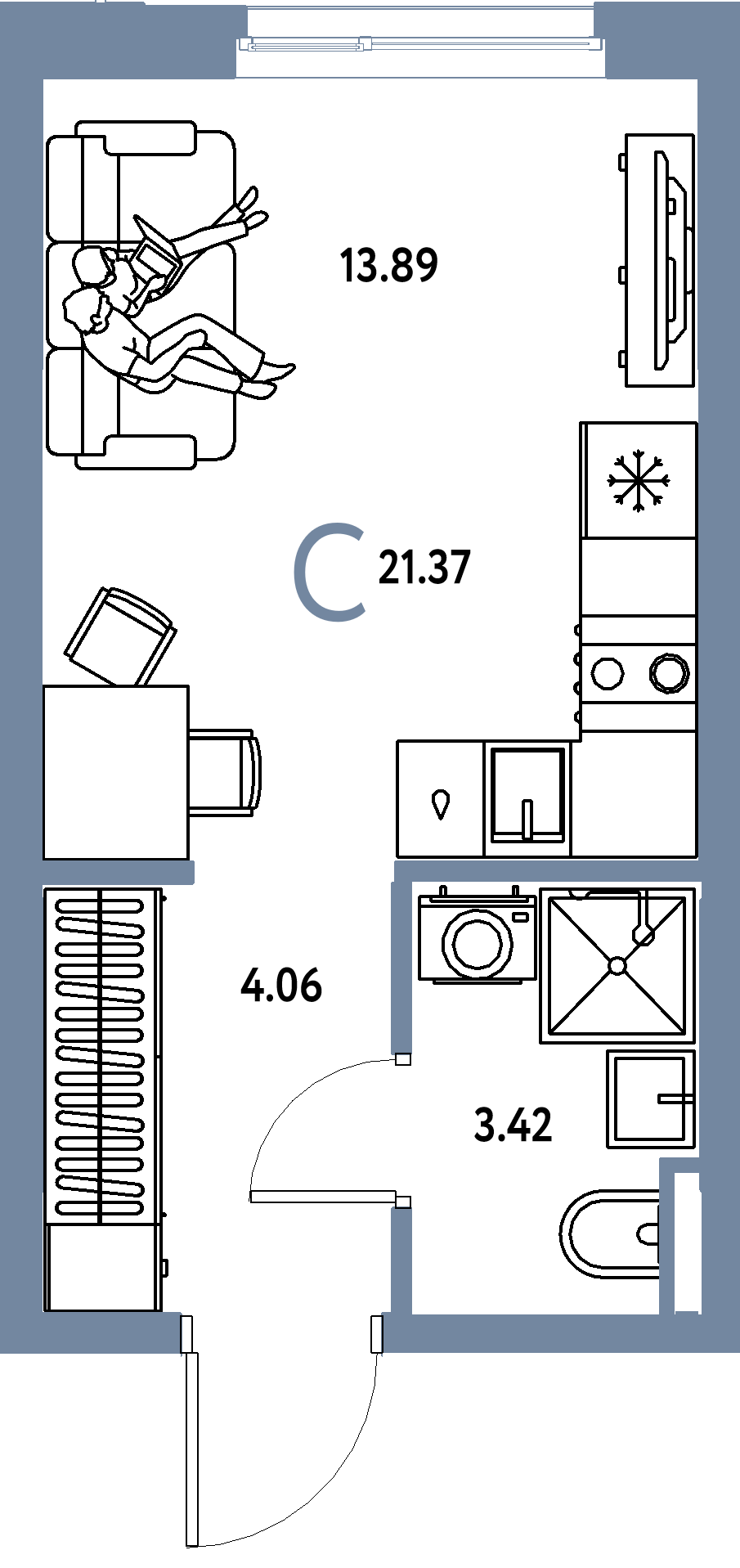 ЖК "Остров-сад"-Студия 21.37 м²