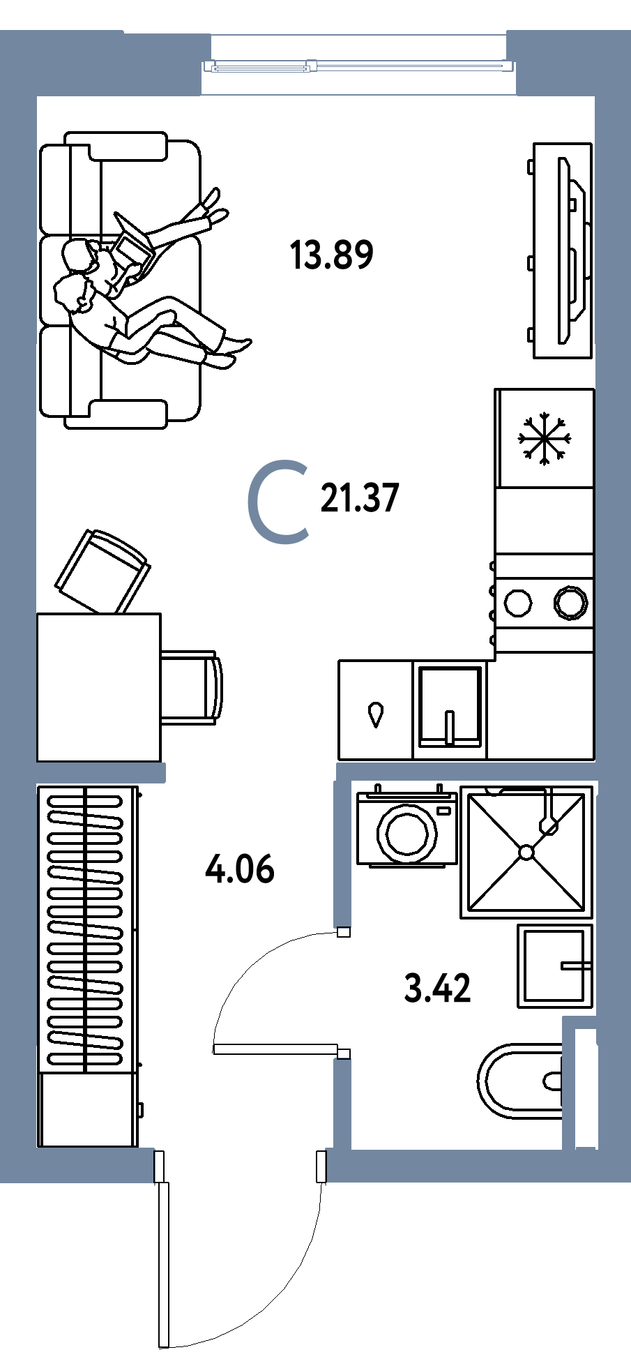 ЖК "Остров-сад"-Студия 21.37 м²
