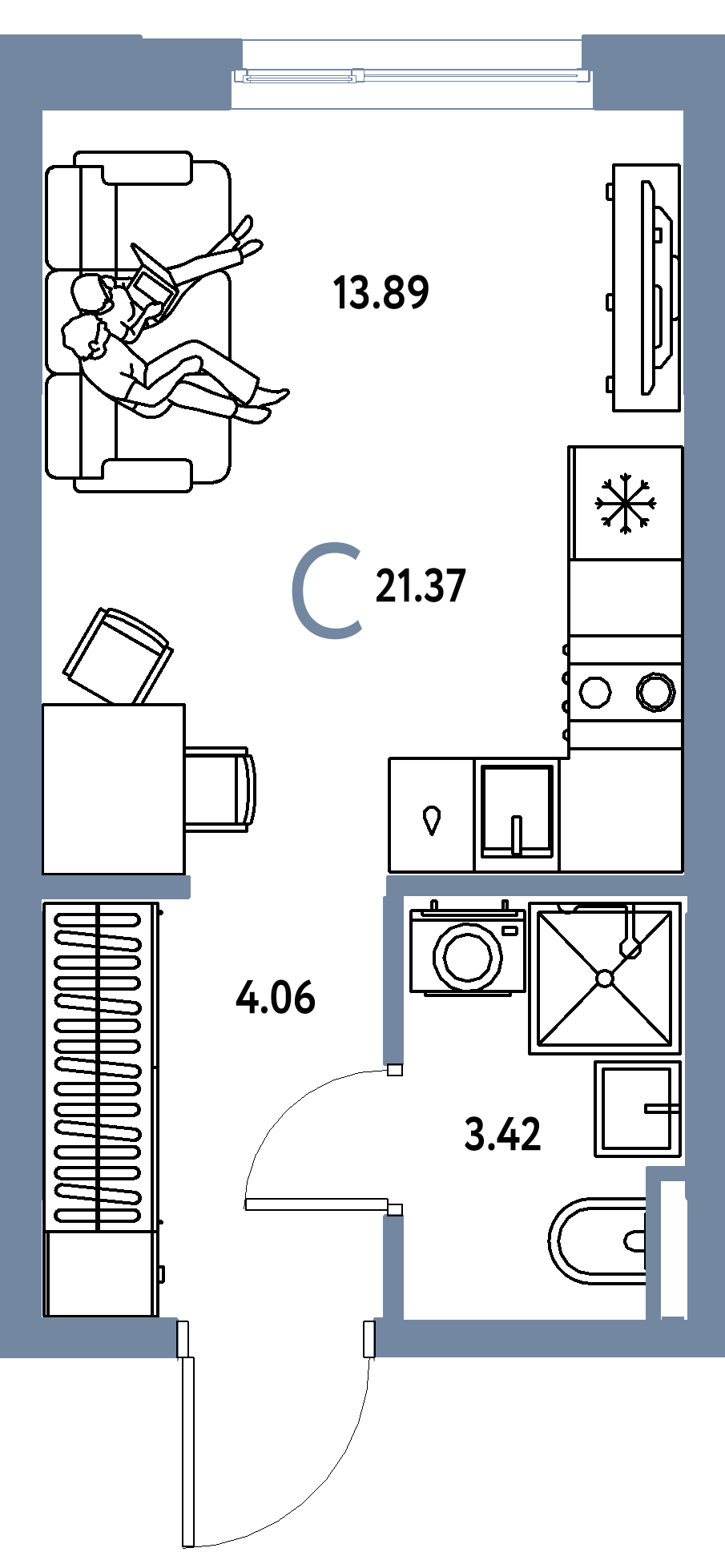 ЖК "Остров-сад"-Студия 21.37 м²