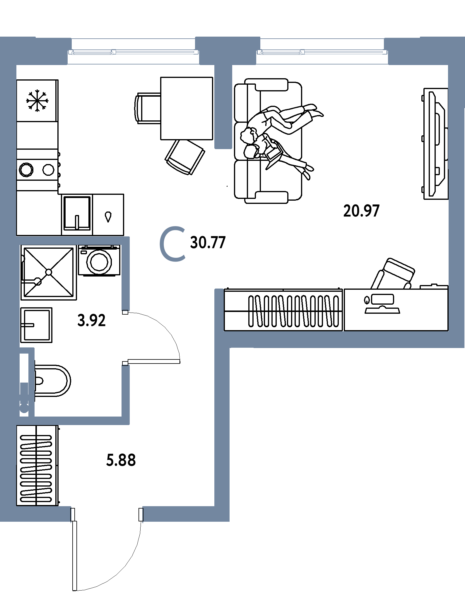ЖК "Остров-сад"-Студия 30.77 м²