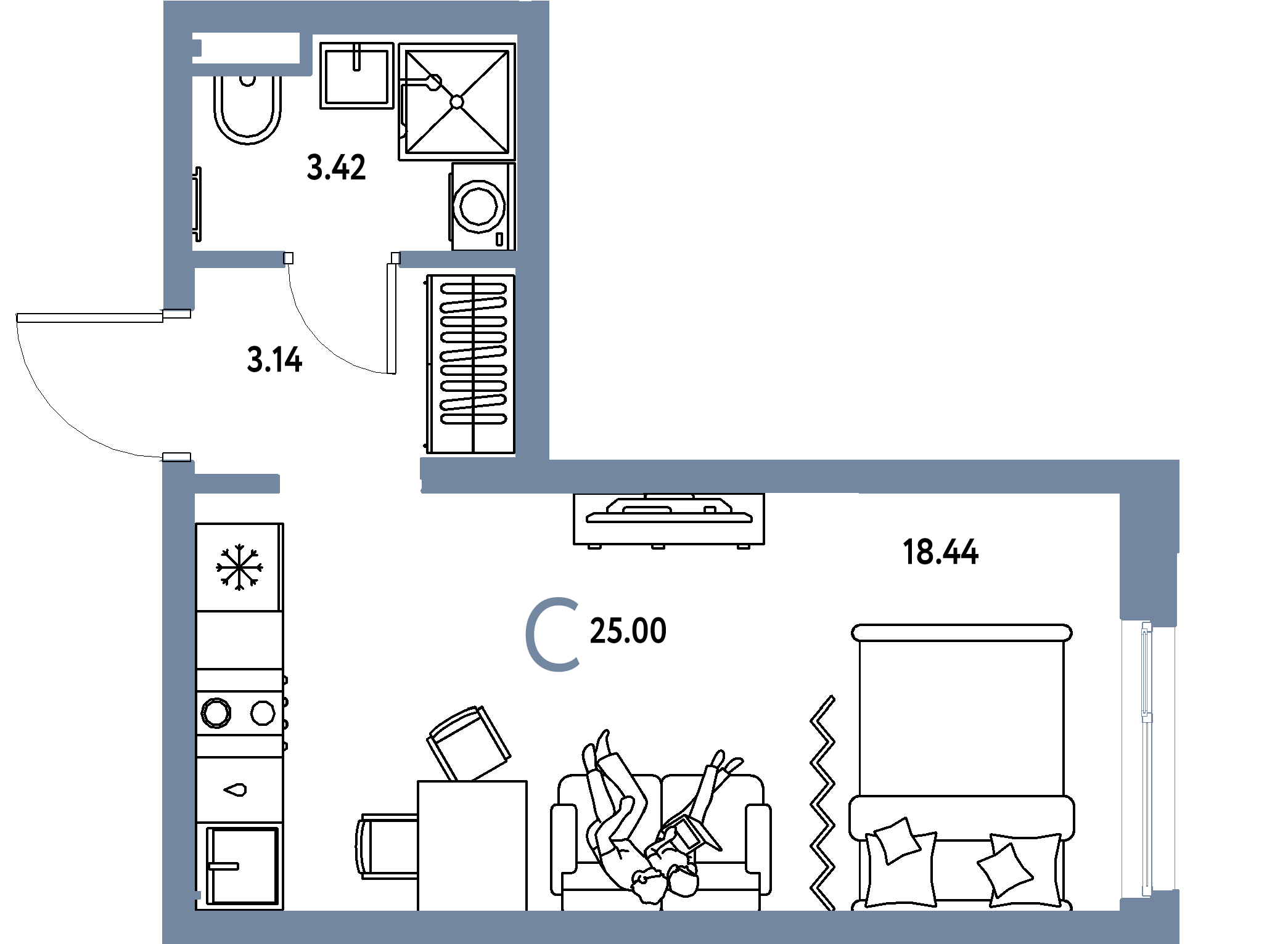 ЖК "Остров-сад"-Студия 25 м²