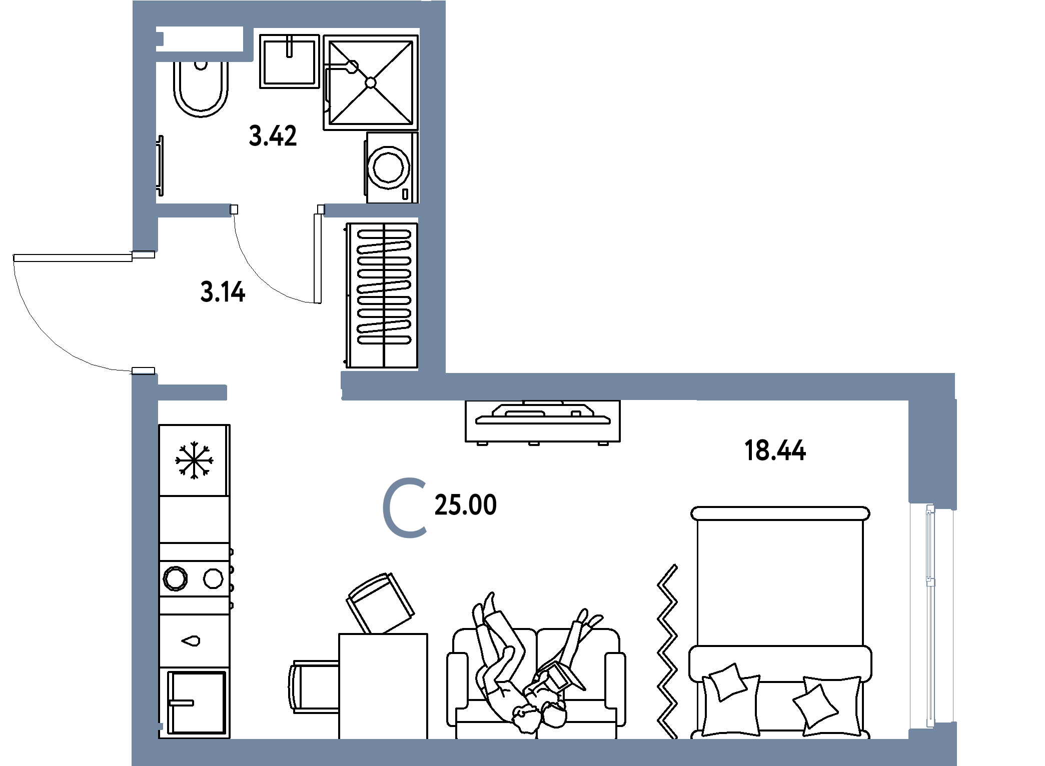 ЖК "Остров-сад"-Студия 25 м²