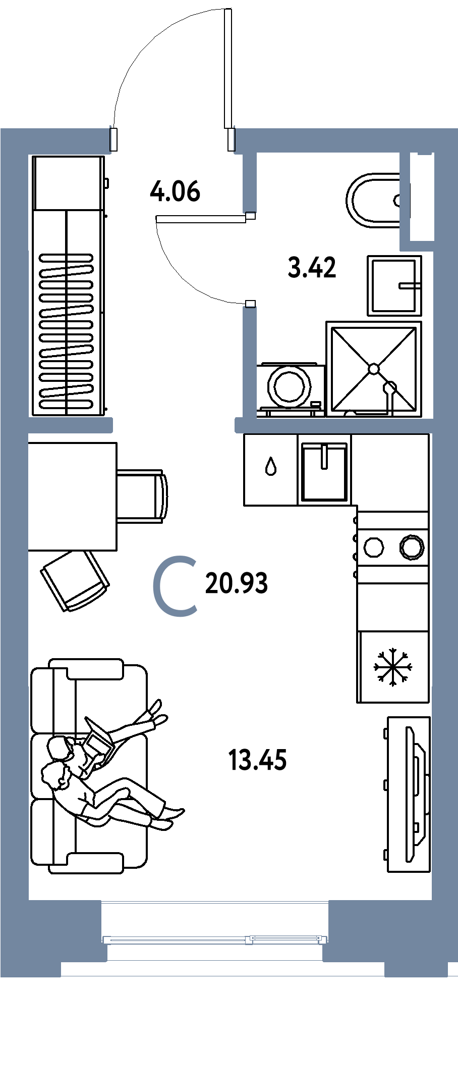 ЖК "Остров-сад"-Студия 20.93 м²