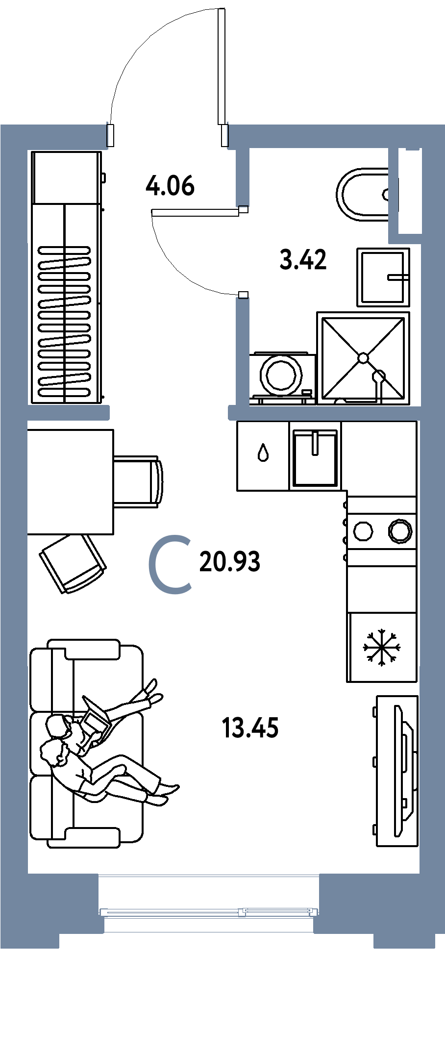 ЖК "Остров-сад"-Студия 20.93 м²