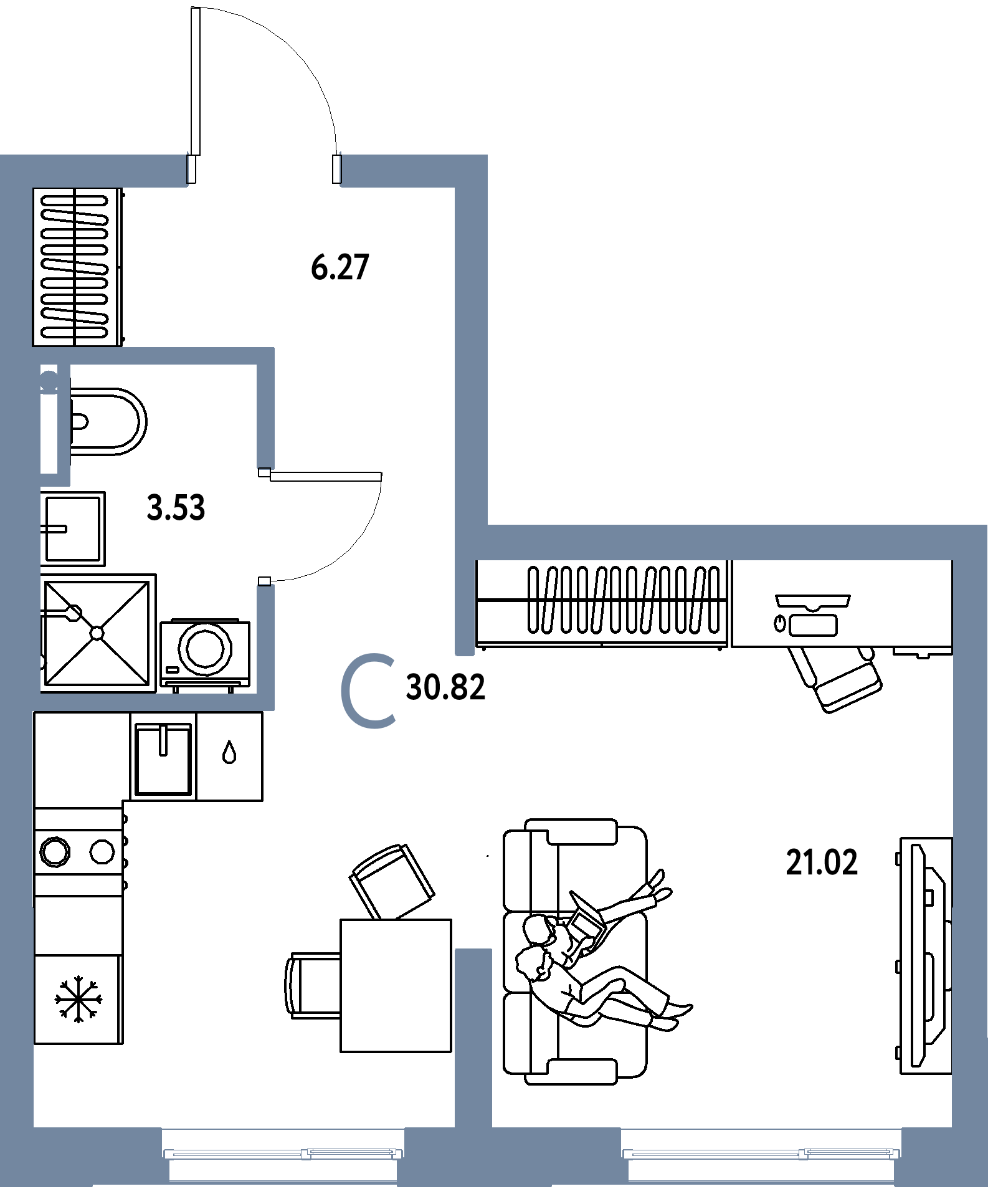 ЖК "Остров-сад"-Студия 30.81 м²
