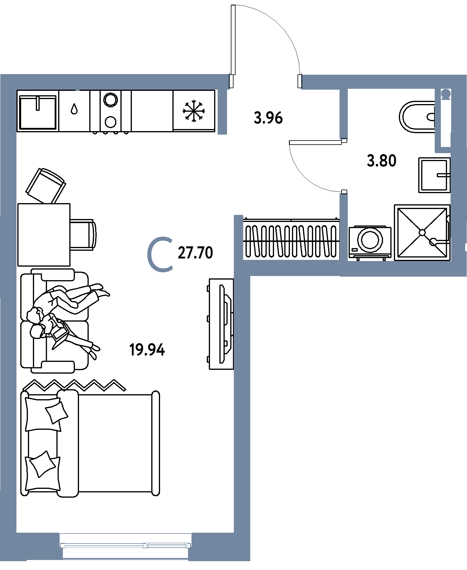 ЖК "Остров-сад"-Студия 27.66 м²