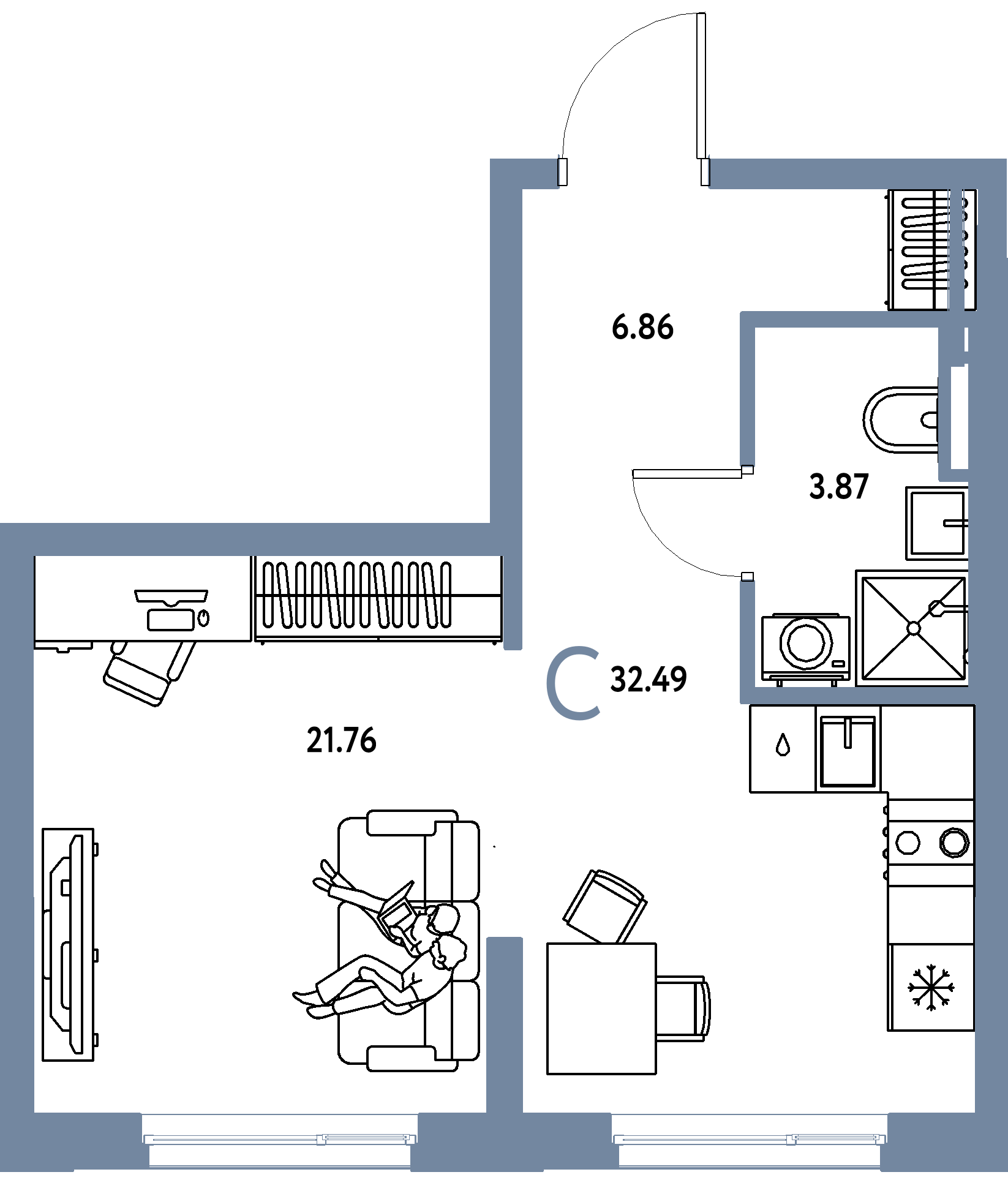 ЖК "Остров-сад"-Студия 32.45 м²