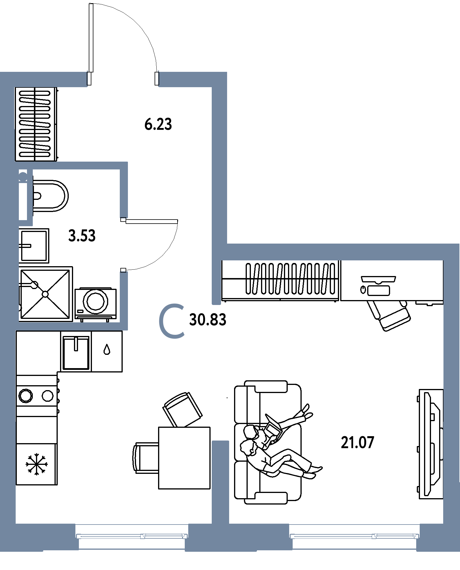 ЖК "Остров-сад"-Студия 30.81 м²