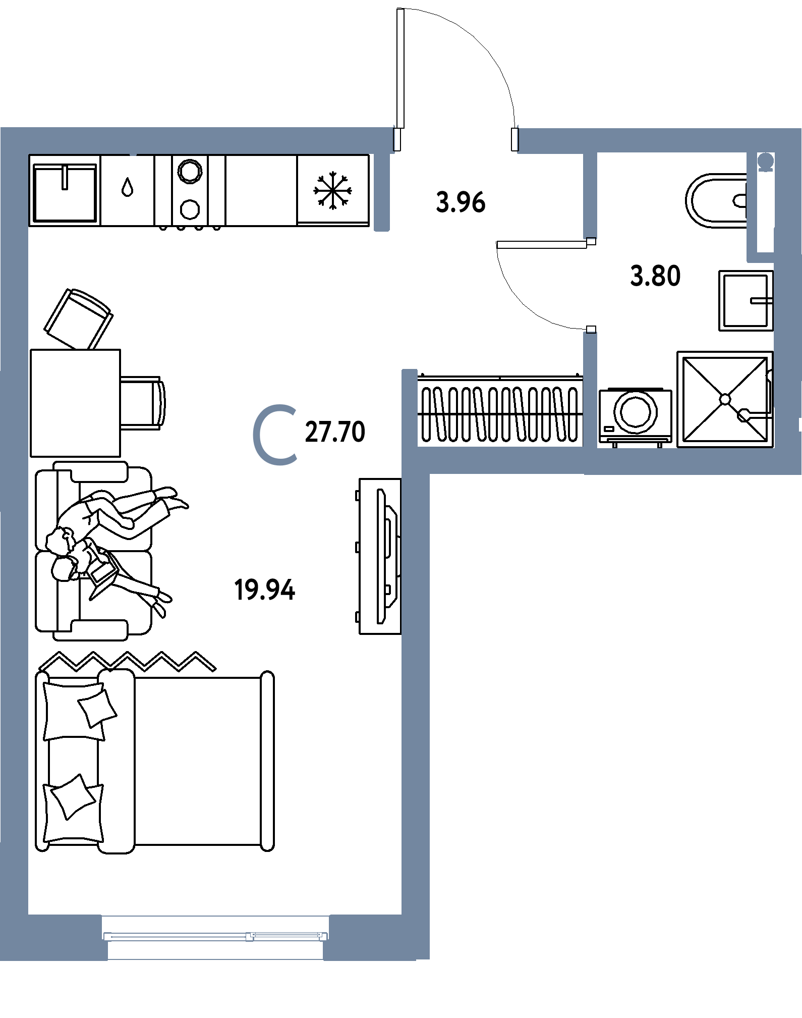 ЖК "Остров-сад"-Студия 27.66 м²