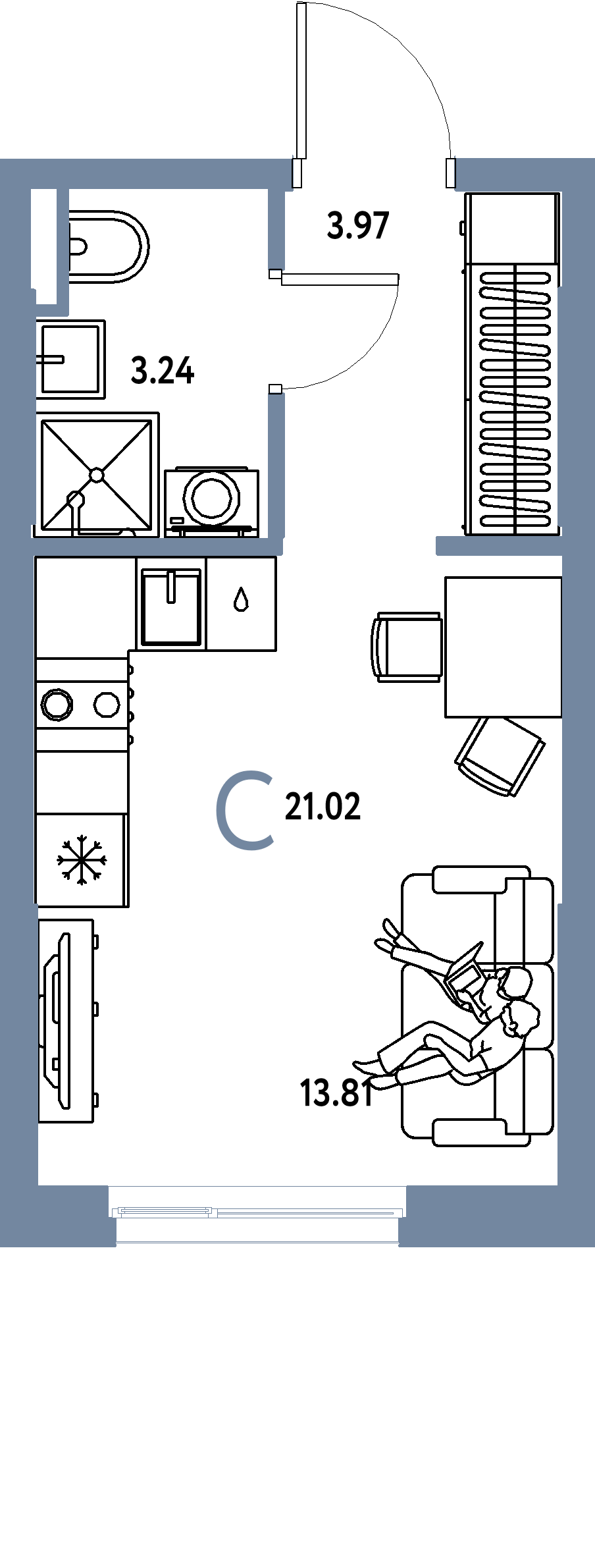 ЖК "Остров-сад"-Студия 21.21 м²