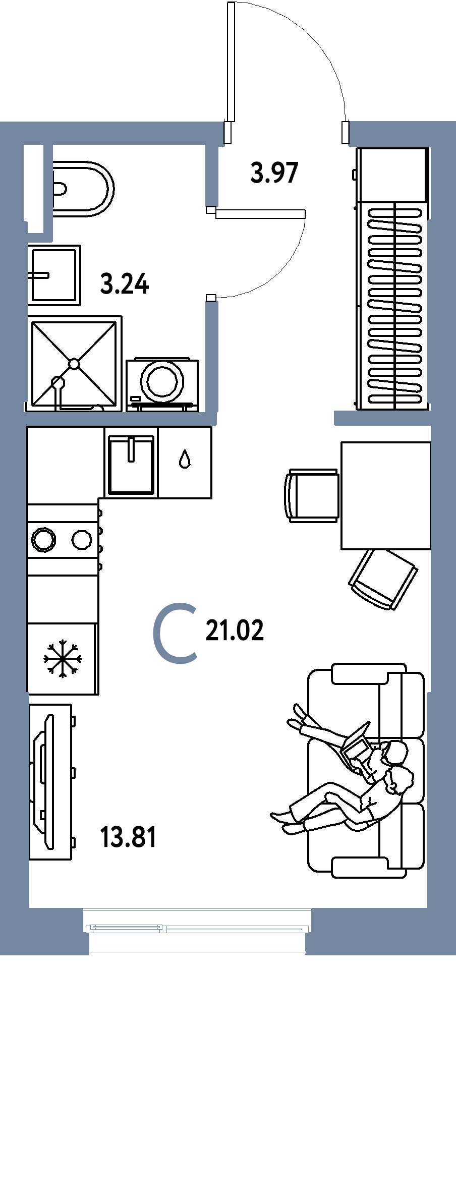 ЖК "Остров-сад"-Студия 21.21 м²