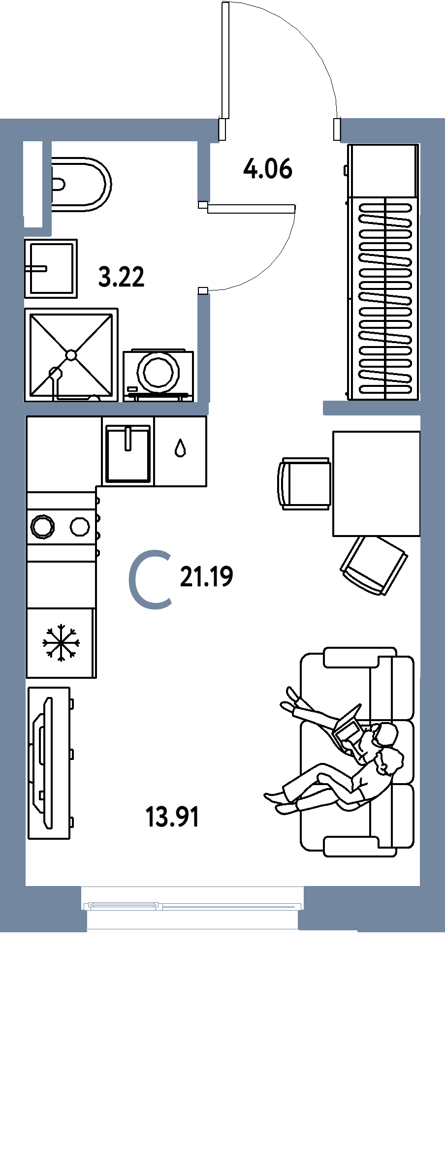 ЖК "Остров-сад"-Студия 21.39 м²