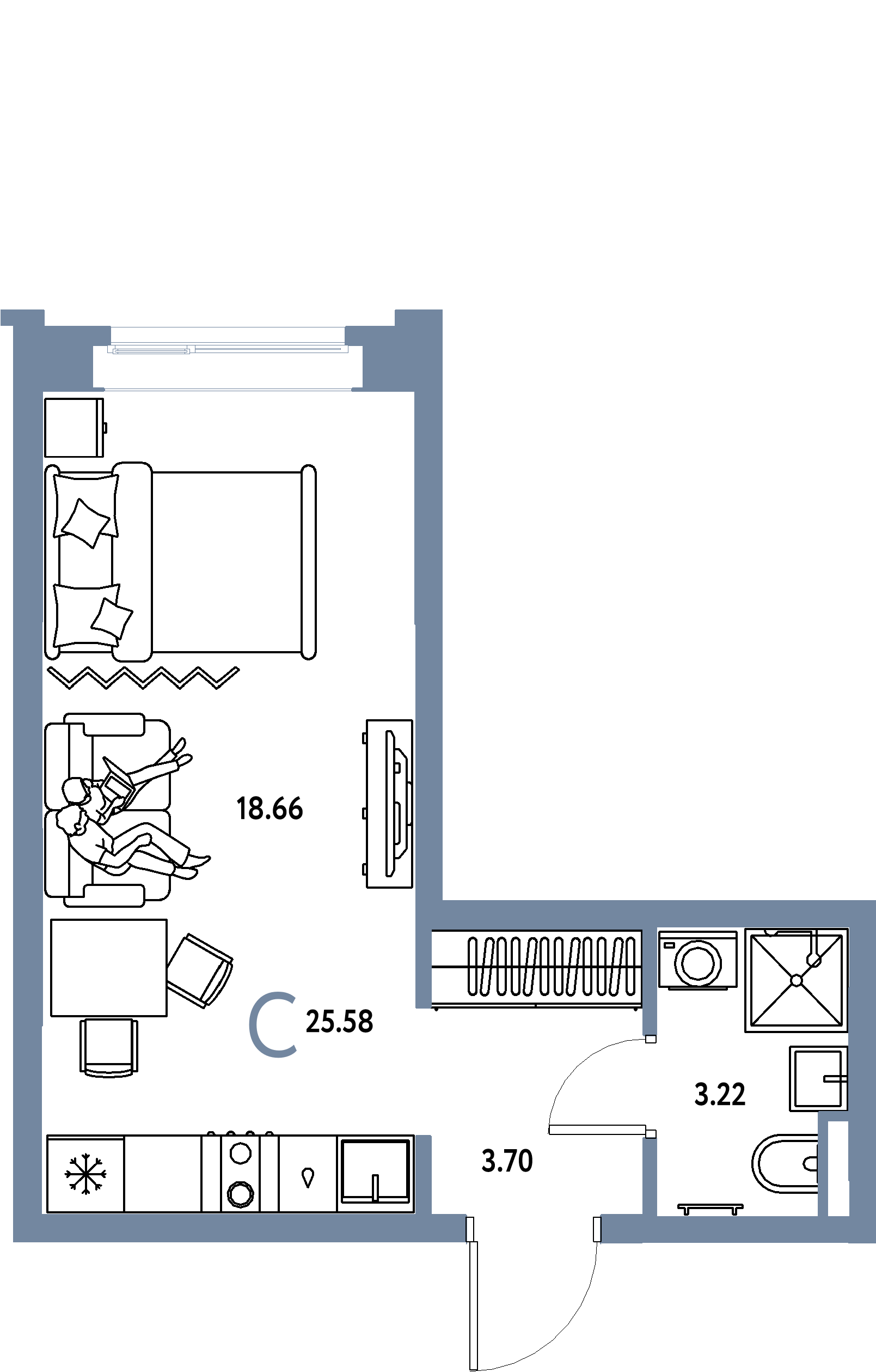 ЖК "Остров-сад"-Студия 25.78 м²